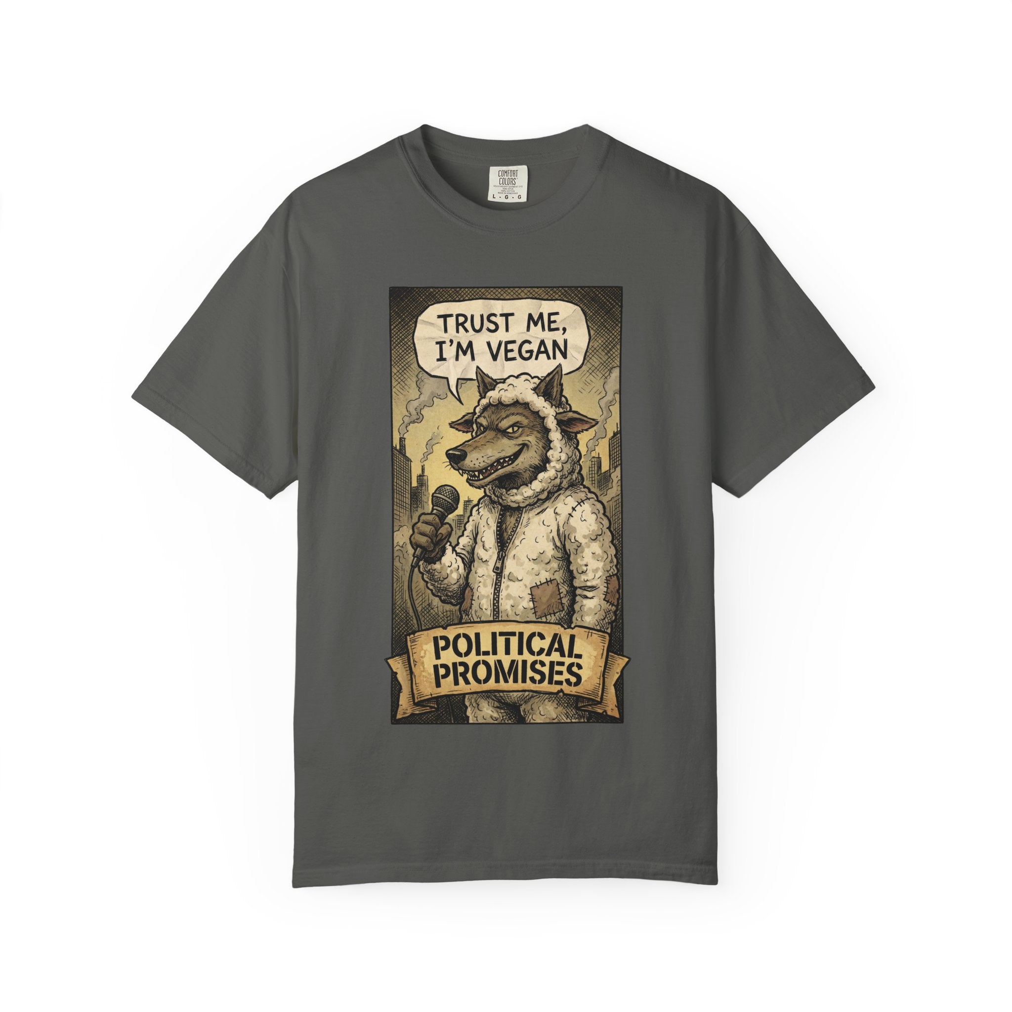Political Promises Shirt, Wolf in Sheep's Clothing T-Shirt, Sarcastic Social Commentary Tee, Vintage Grunge Satire Apparel, Free Thinker Gift Pepper