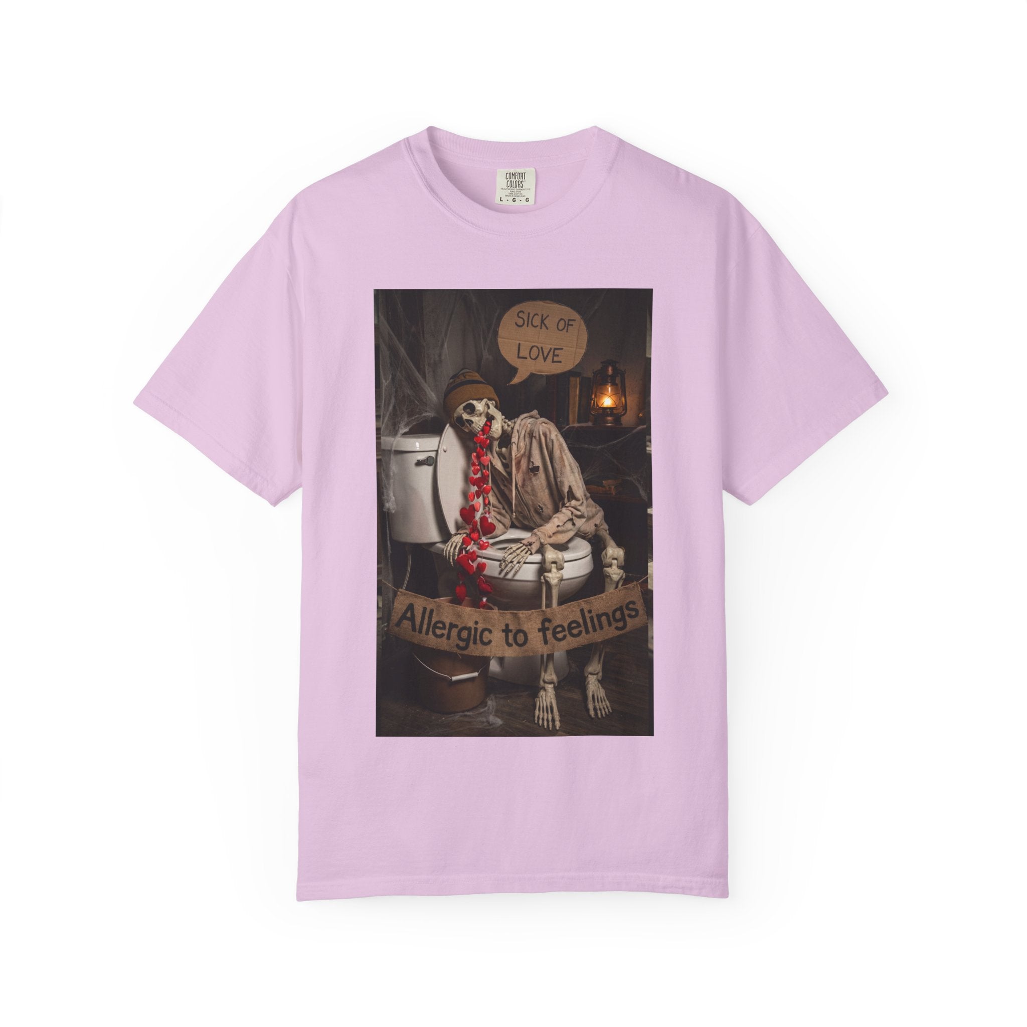 🤮 Sick of Love – Vintage Skeleton Heartbreak Satire & Grunge Streetwear Vintage Skeleton Graphic Tee - Sick of Love Dark Humor Streetwear Orchid