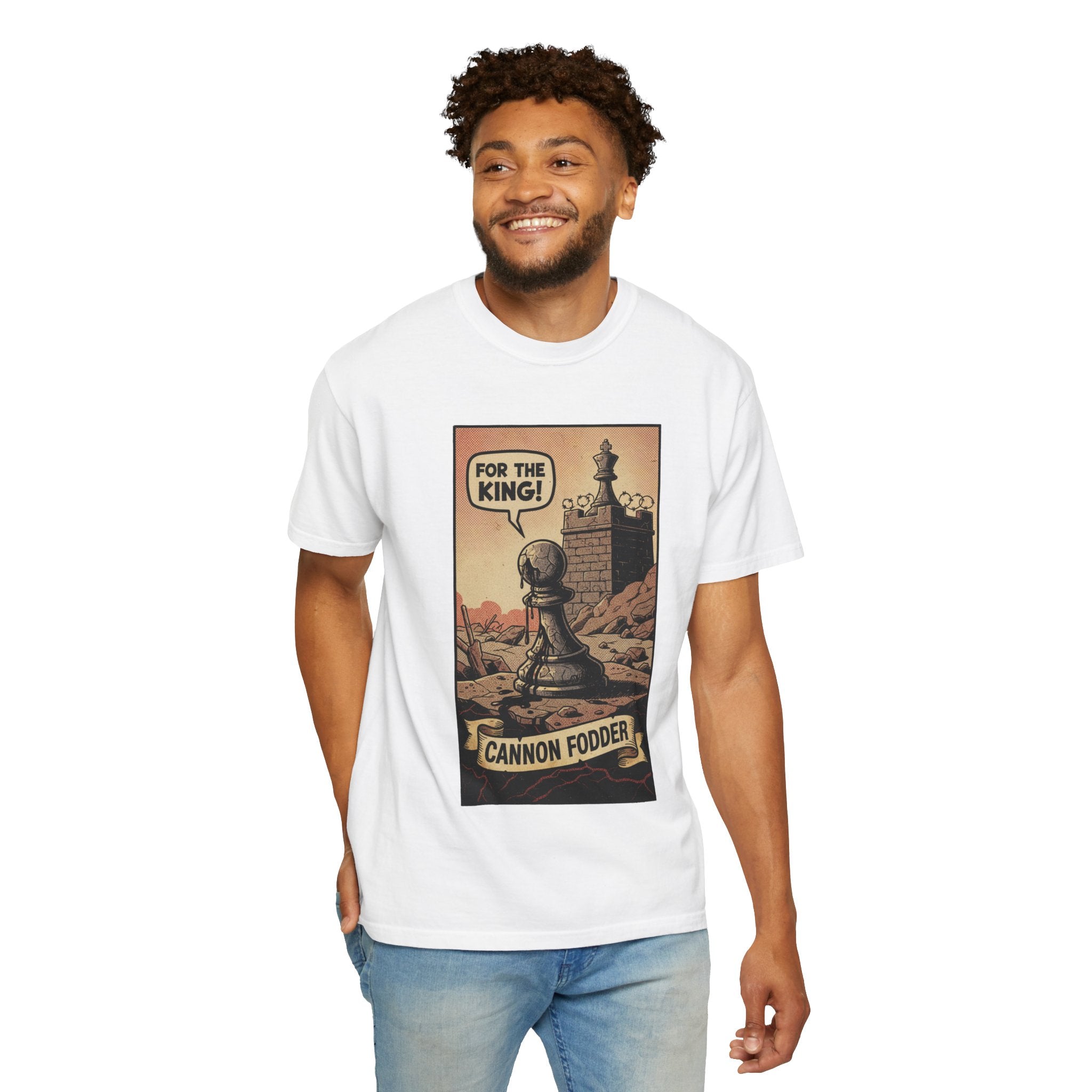 Cannon Fodder Chess T-Shirt - Distressed Vintage Pawn Graphic - Satirical Dark Humor Tee - Retro Political Streetwear
