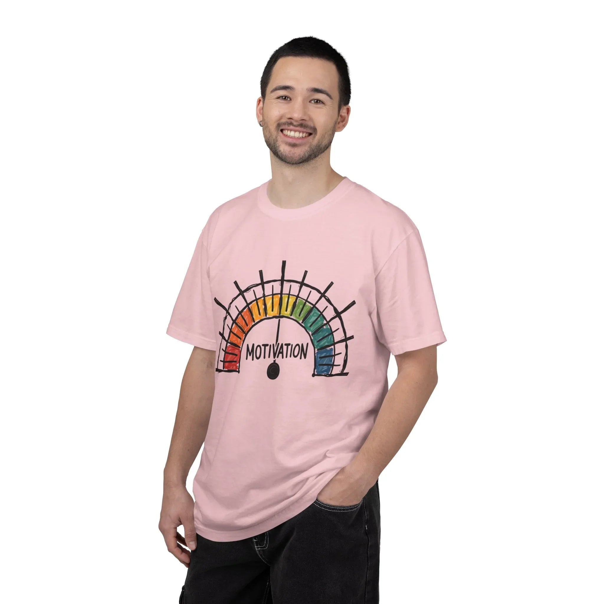 Motivation Gauge Shirt, Rainbow Meter Tee, Funny Productivity Mood Chart T-Shirt, Minimal Hand Drawn Graphic, Office Student Gift Blossom