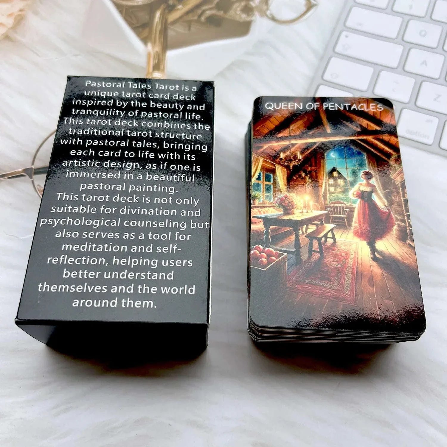 🔥78PCS Tarot Cards | 70*120mm Double-Sided Scratch-Proof Film Tarot Deck with English Guide & Rune Board Game