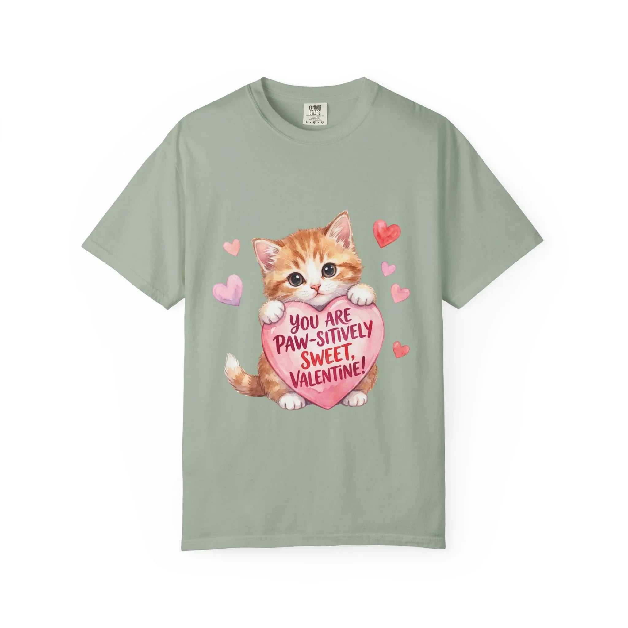 Paw-sitively Sweet Valentine Kitten T-Shirt | Cute Cat Lover Gift | Vintage Aesthetic Love Tee | Soft Cozy Valentine Shirt Bay