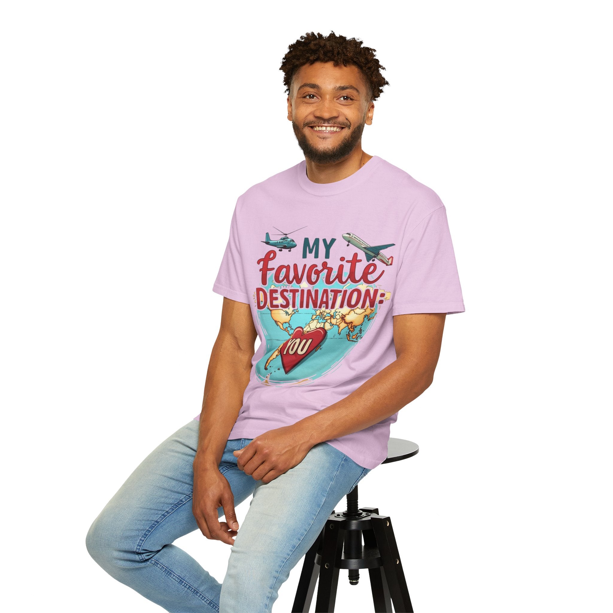 My Favorite Destination You Shirt, Travel Map Heart Plane T-Shirt, Cute Globe Airplane Tee, Couples Road Trip Gift, Anniversary Valentine