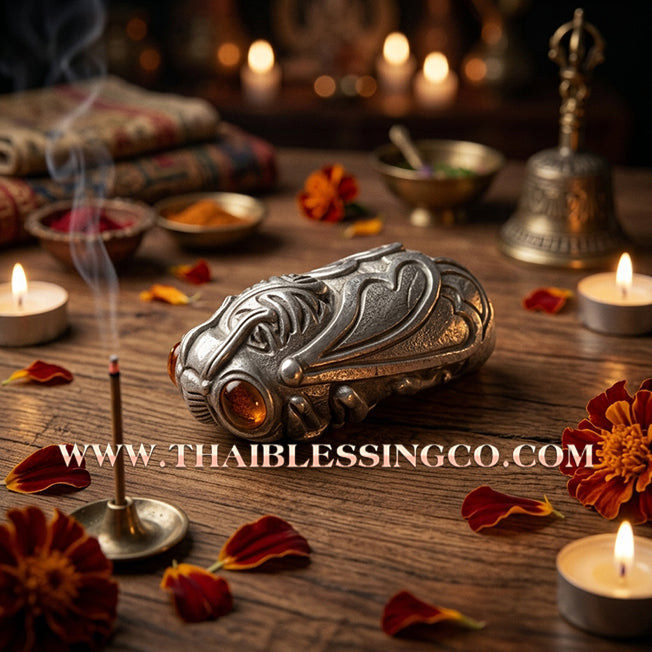 🌟 ✨ Authentic Thai Amulet 2020: Sovereign "Phaya Rerai - Tor Ngan Tor Thong" (The Celestial Cicada of Infinite Wealth) by Kruba Wimala, Doi Chom Wae Monastic Office – Sacred Silver-Alloy (Ngan Yuang) Edition, Base-Filled with Sacred Cicada Herbal Powder