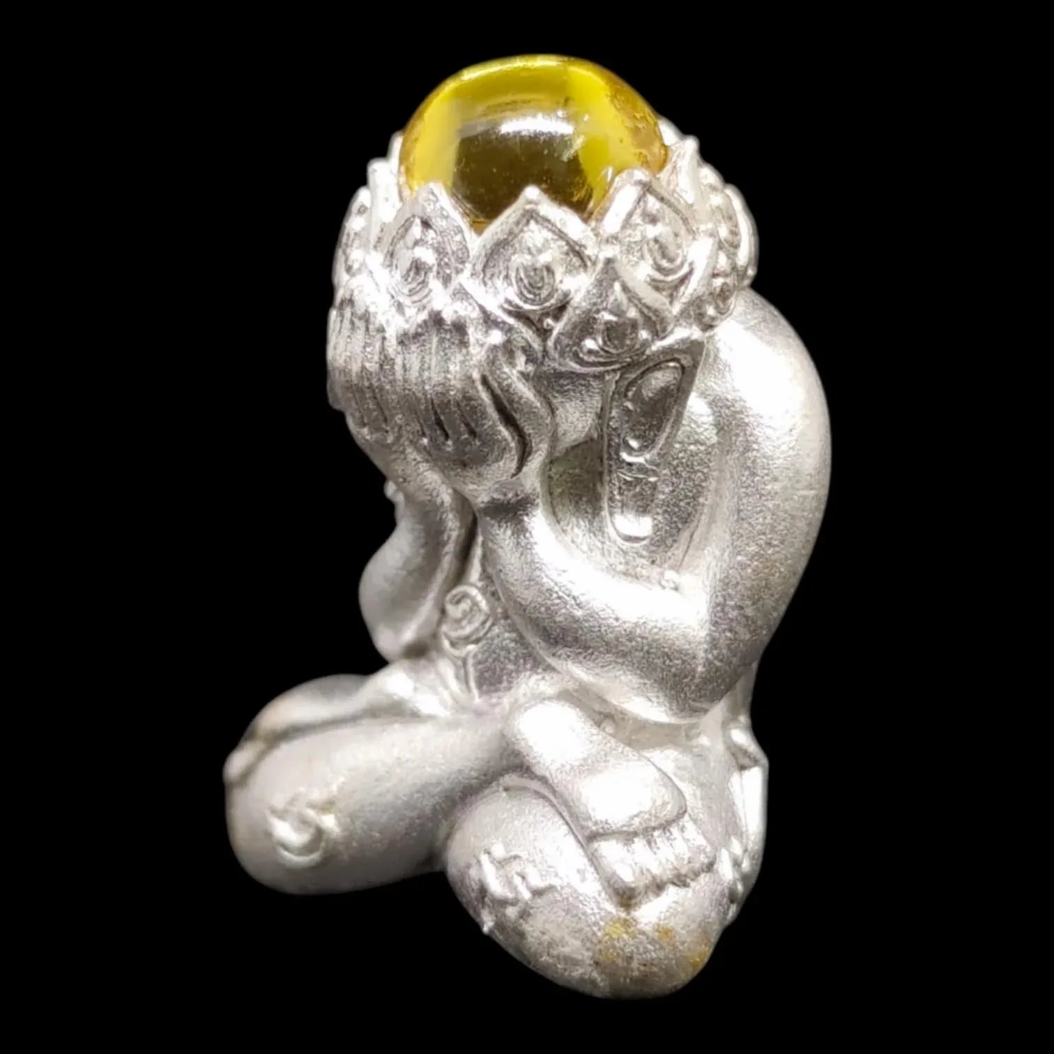 Phra Pidta Amulet for Supreme Spiritual Blessing & Fortune - Sattasil Silver with Topaz Gem Crown, Blessed by Luang Pu Boonma, Wat Khao Kaew Thong, Prachinburi, 2024, Original Box Included