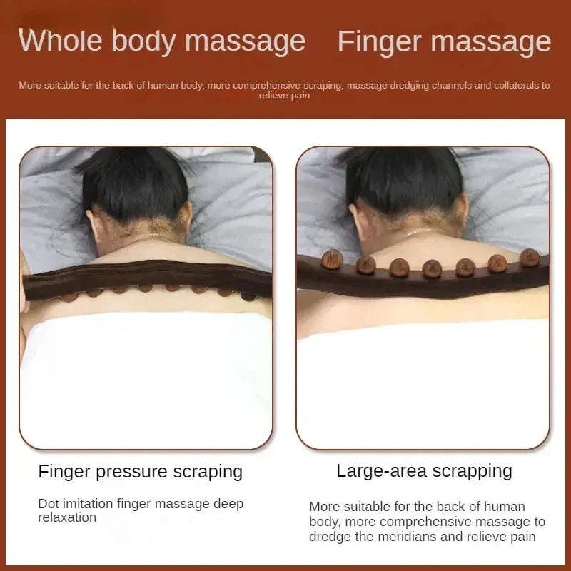 8 Beads Gua Sha Massage Stick – Carbonized Wood Meridian Scraping Therapy Wand for Muscle Relaxation and Acupuncture﻿