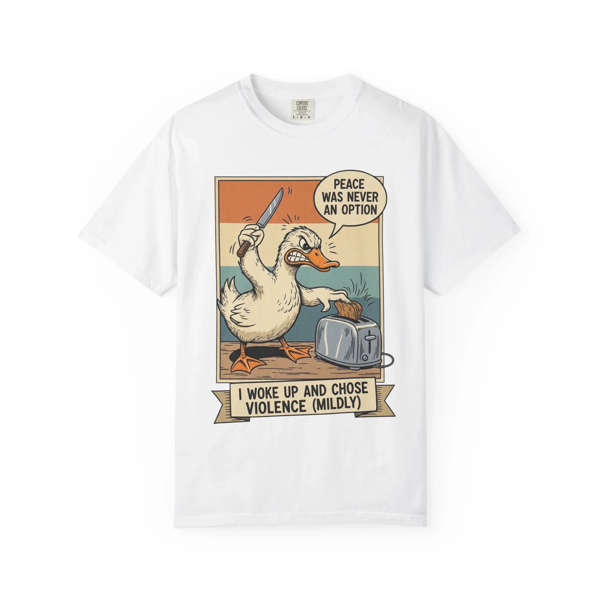 Funny Duck Meme Shirt - "Peace Was Never An Option" Retro Tee - Angry Bird Knife Graphic - I Woke Up And Chose Violence (Mildly) - Vintage Aesthetic Sarcastic Gift