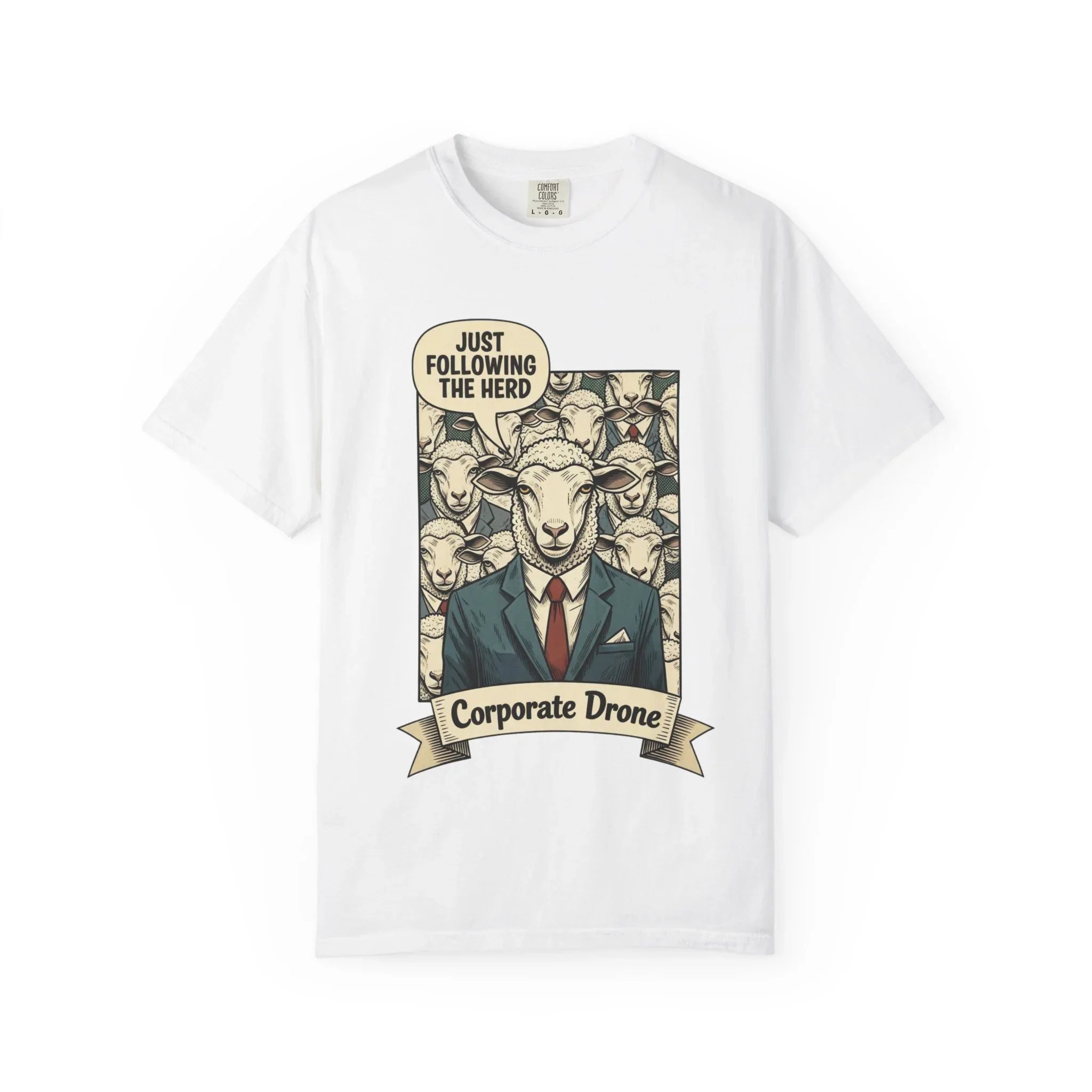 Funny Corporate Drone Shirt - Sheep in Suit Graphic Tee - Sarcastic Office Humor Gift - Vintage Anti-Work Clothing - Relatable Coworker T-Shirt