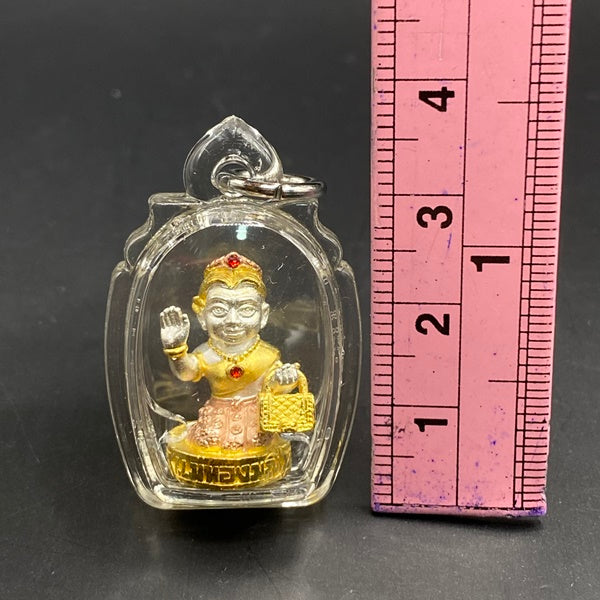 Maha Thongmanee Wealth Charm to Enhance Divine Fortune and Prosperity Blessed by Kruba Tao Small print 3k plating