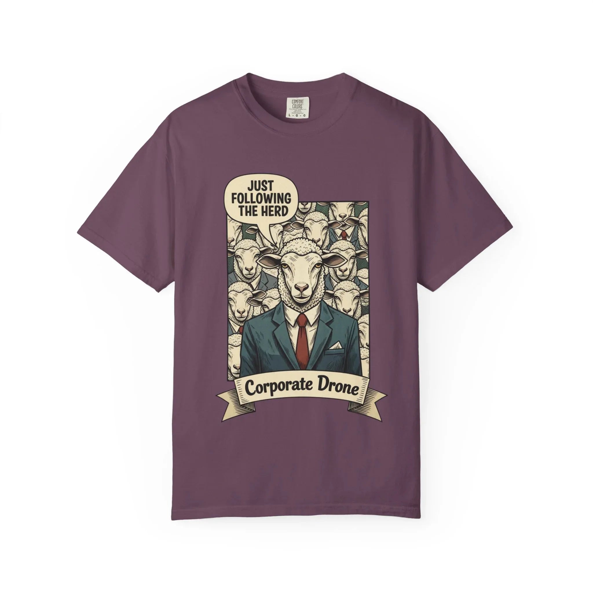 Funny Corporate Drone Shirt - Sheep in Suit Graphic Tee - Sarcastic Office Humor Gift - Vintage Anti-Work Clothing - Relatable Coworker T-Shirt Berry M