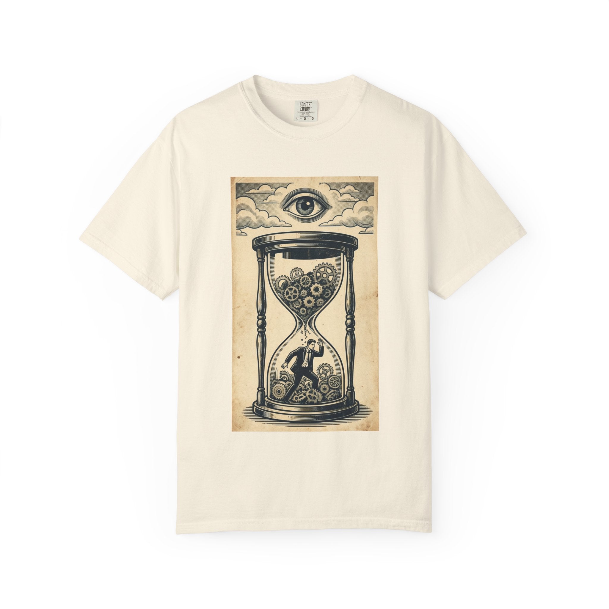 Vintage Dystopian Surrealism Shirt, All Seeing Eye Retro Graphic Tee, Dark Academia Clothing, Steampunk Gear T-Shirt, Gift for Philosophy Lovers, Oversized Unisex Corporate Satire Apparel Ivory