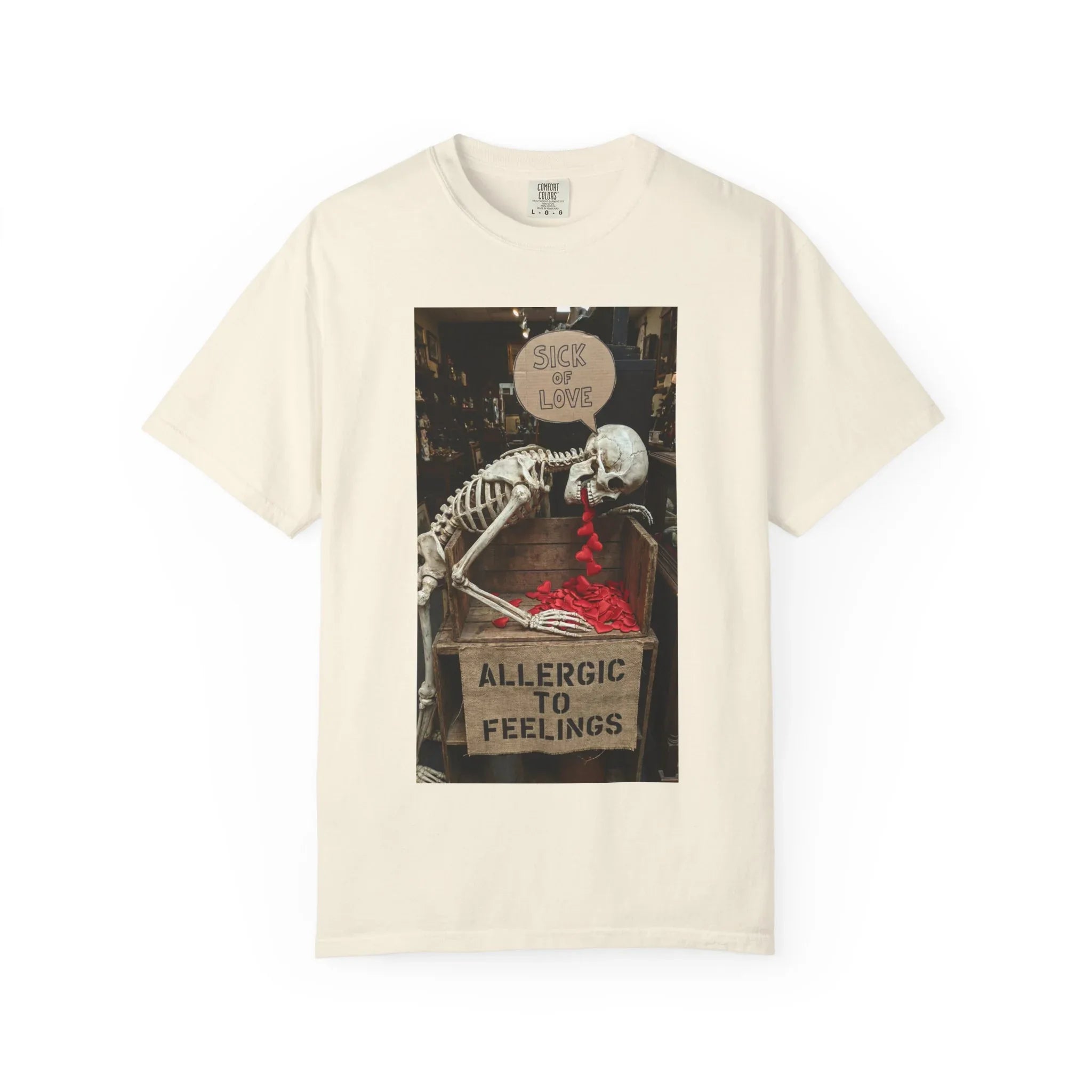 Any Century Now" Skeleton Graphic Tee - Sick of Love & Allergic To Feelings Edition Ivory