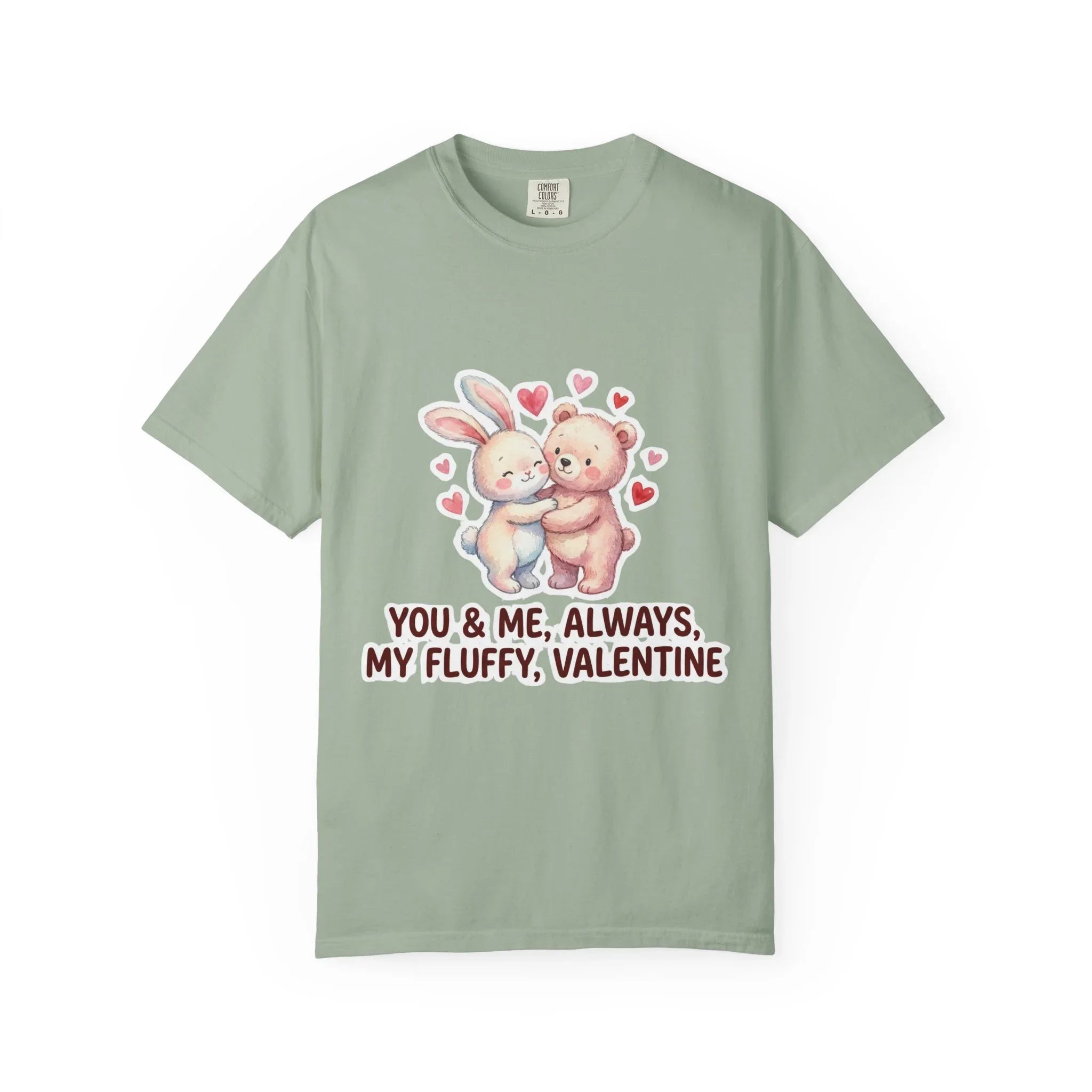 Fluffy Valentine Bunny and Bear T Shirt Cute Retro Valentine Gift Cozy Soft Cotton Vintage Aesthetic Top Romantic Couple Gift Idea Bay