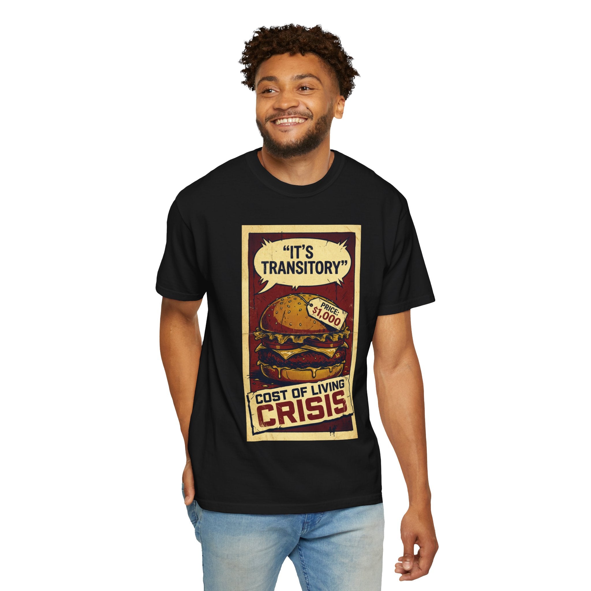 Cost of Living Crisis Shirt, It's Transitory Funny Inflation T-Shirt, $1,000 Burger Satire Tee, Vintage Economic Crisis Graphic, Sarcastic Finance Gift