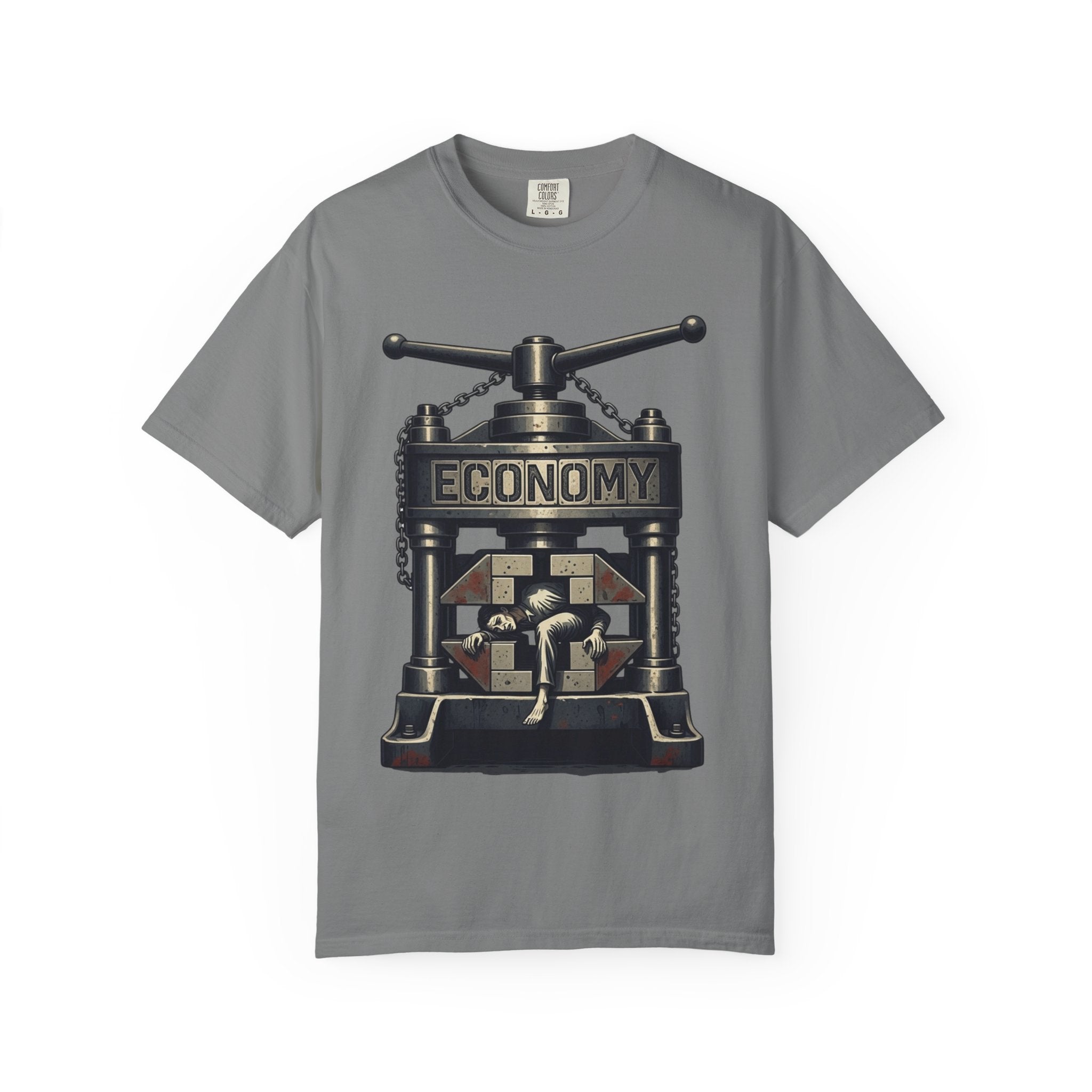 Vintage Dystopian Work Overload Shirt | Retro All-Seeing Eye Tee | Corporate Burnout Graphic | Dark Academia Aesthetic | Gift for Office Workers | Philosophy Satire Unisex T-Shirt Grey