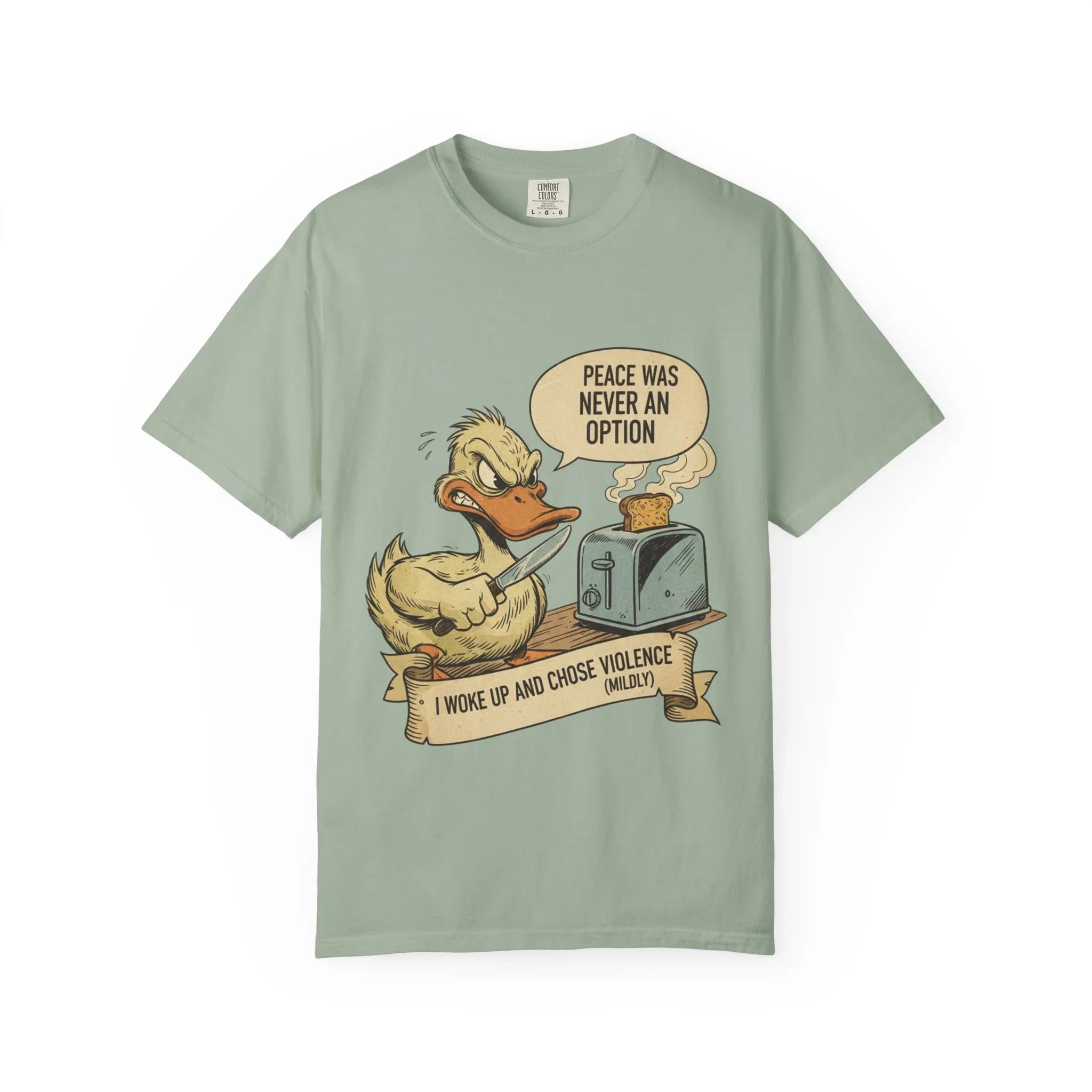 Funny Angry Duck Shirt Peace Was Never An Option Tee I Woke Up And Chose Violence Mildly Retro Graphic Tshirt Sarcastic Meme Gift Bird Lover Bay