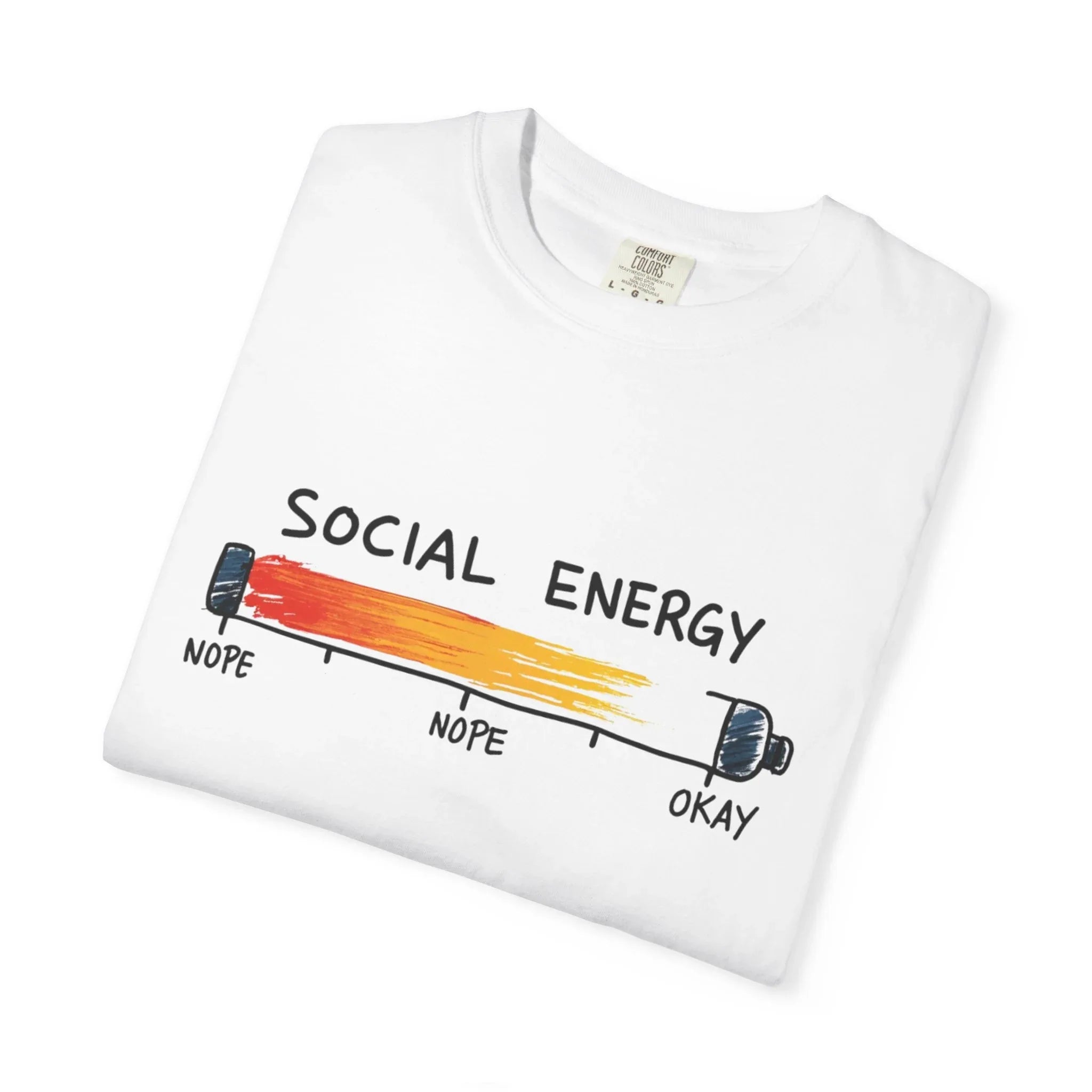 Social Energy Meter Shirt, Introvert Humor Tee, Social Battery Bar Chart T-Shirt, Funny Minimal Graphic, Nope to Okay Gift