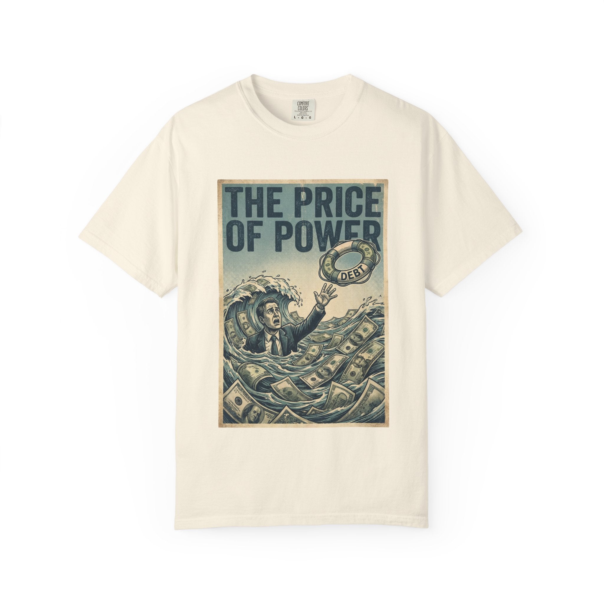 Vintage Dystopian Debt Shirt, Retro All-Seeing Eye Tee, Corporate Tech Overload Graphic, Dark Academia Aesthetic, Gift for Economists & Techies, Philosophy Satire Unisex T-Shirt Ivory