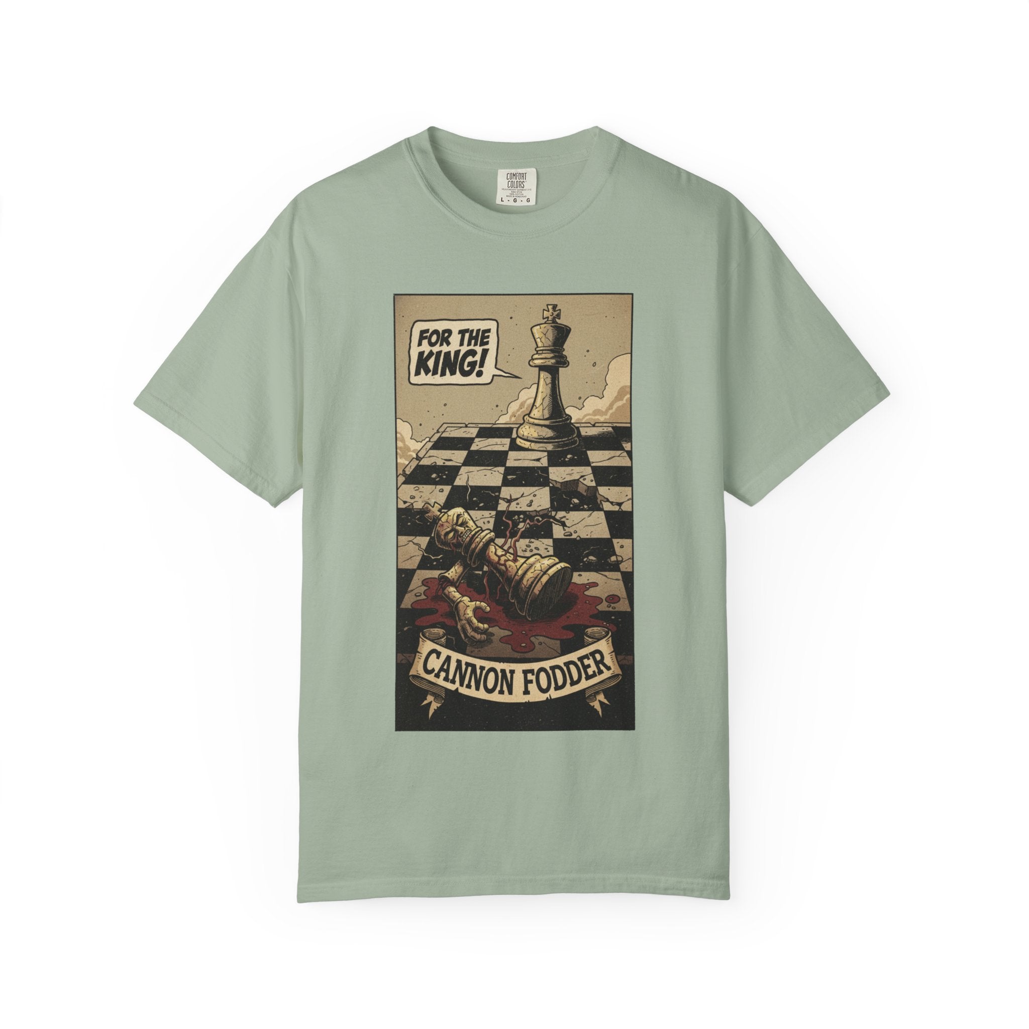 T-Shirt — "For the King! Cannon Fodder" Vintage Chess Graphic Tee Bay