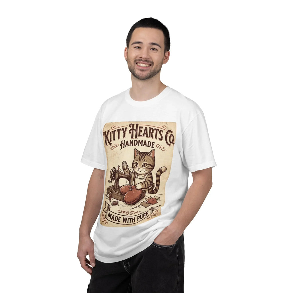 Kitty Hearts Co T-Shirt | Vintage Handmade Cat Sewing Made With Purr Graphic Tee