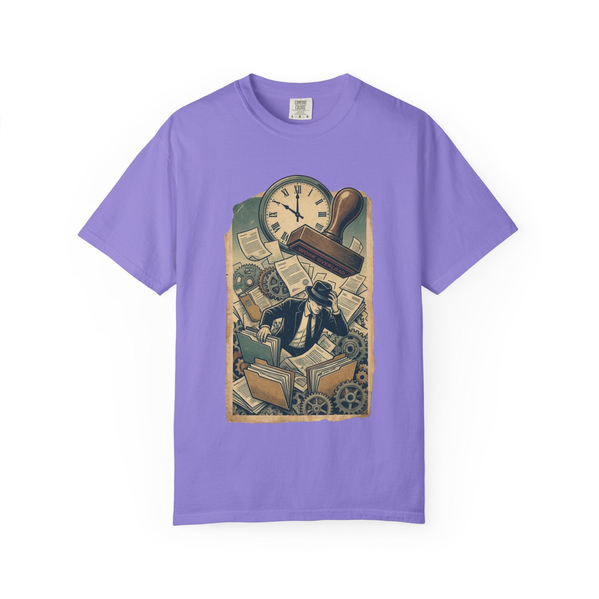 Vintage Dystopian Shirt, All Seeing Eye Surreal Art Tee, Corporate Overload Graphic, Dark Academia Aesthetic, Gift for Philosophy Lovers, Oversized Unisex Sarcastic T-Shirt Violet