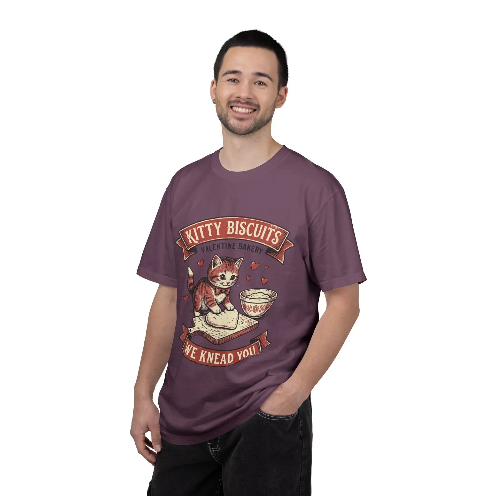 Kitty Biscuits T-Shirt | Valentine Bakery Cat We Knead You Graphic Tee
