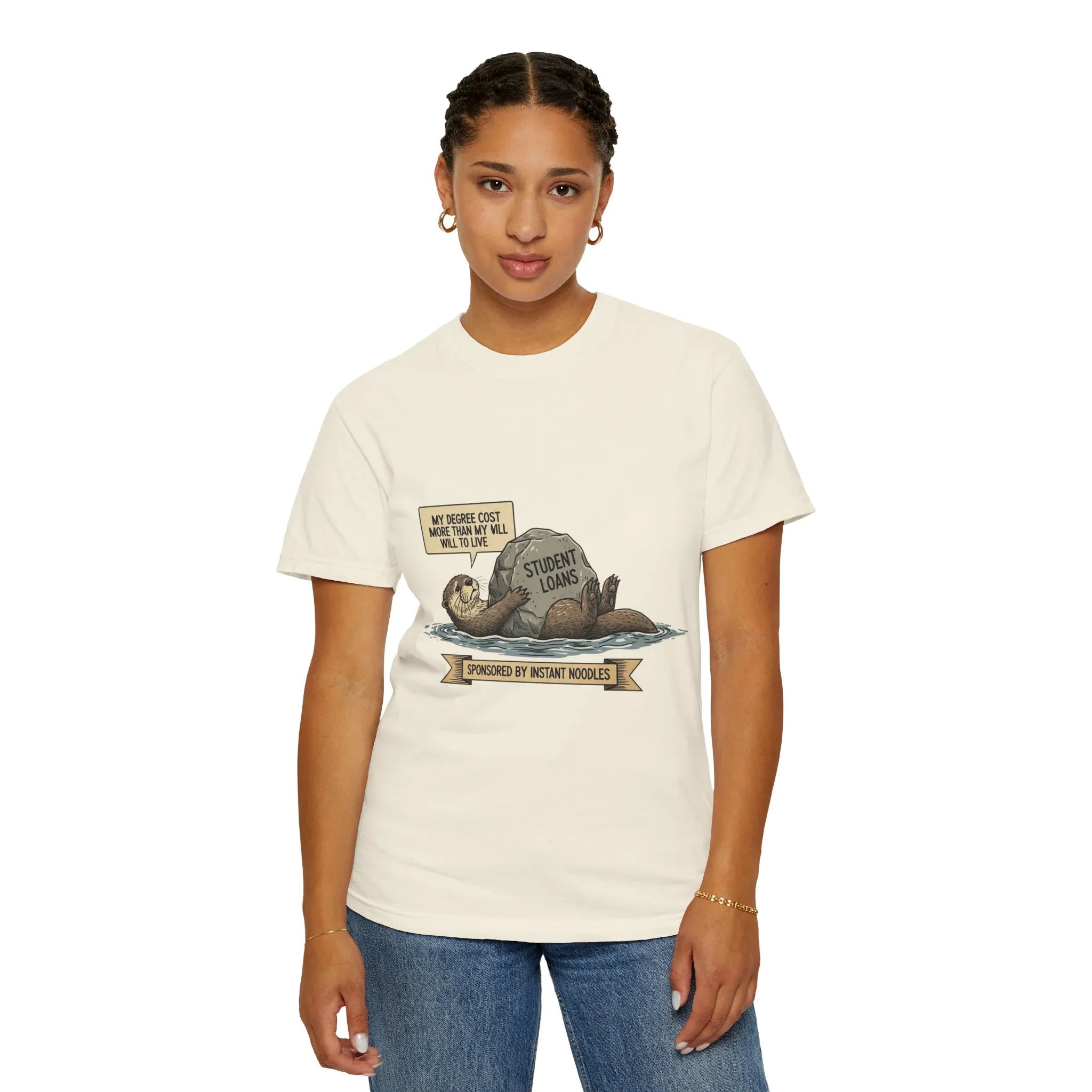 Funny Sloth Shirt Financially Stable In My Dreams Tee Student Loan Otter Shirt Broke Life Gift Sarcastic Adulting Currently Accepting