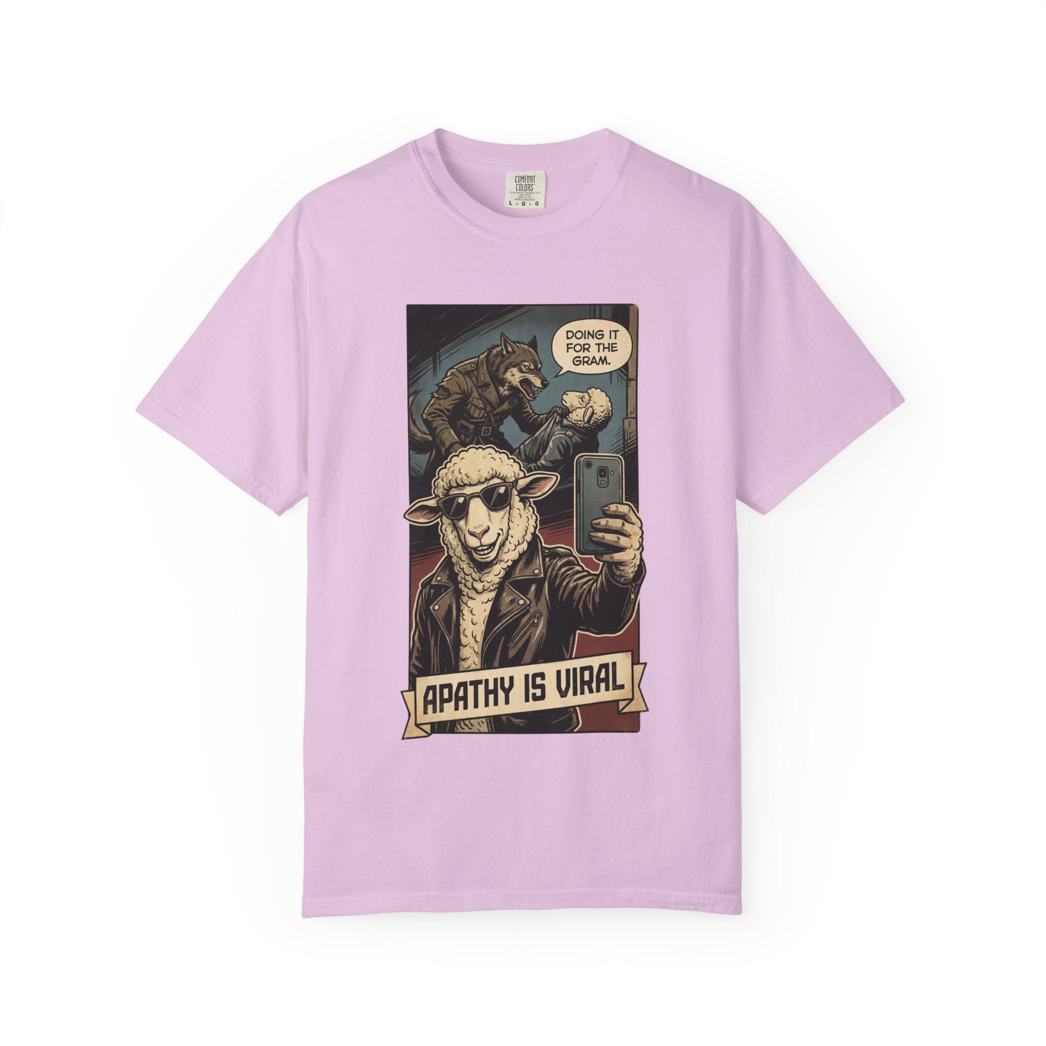 Apathy Is Viral Shirt Vintage Comic Graphic Tee Retro Satirical Humor Shirt Social Media Sarcasm Gift Streetwear Art Orchid