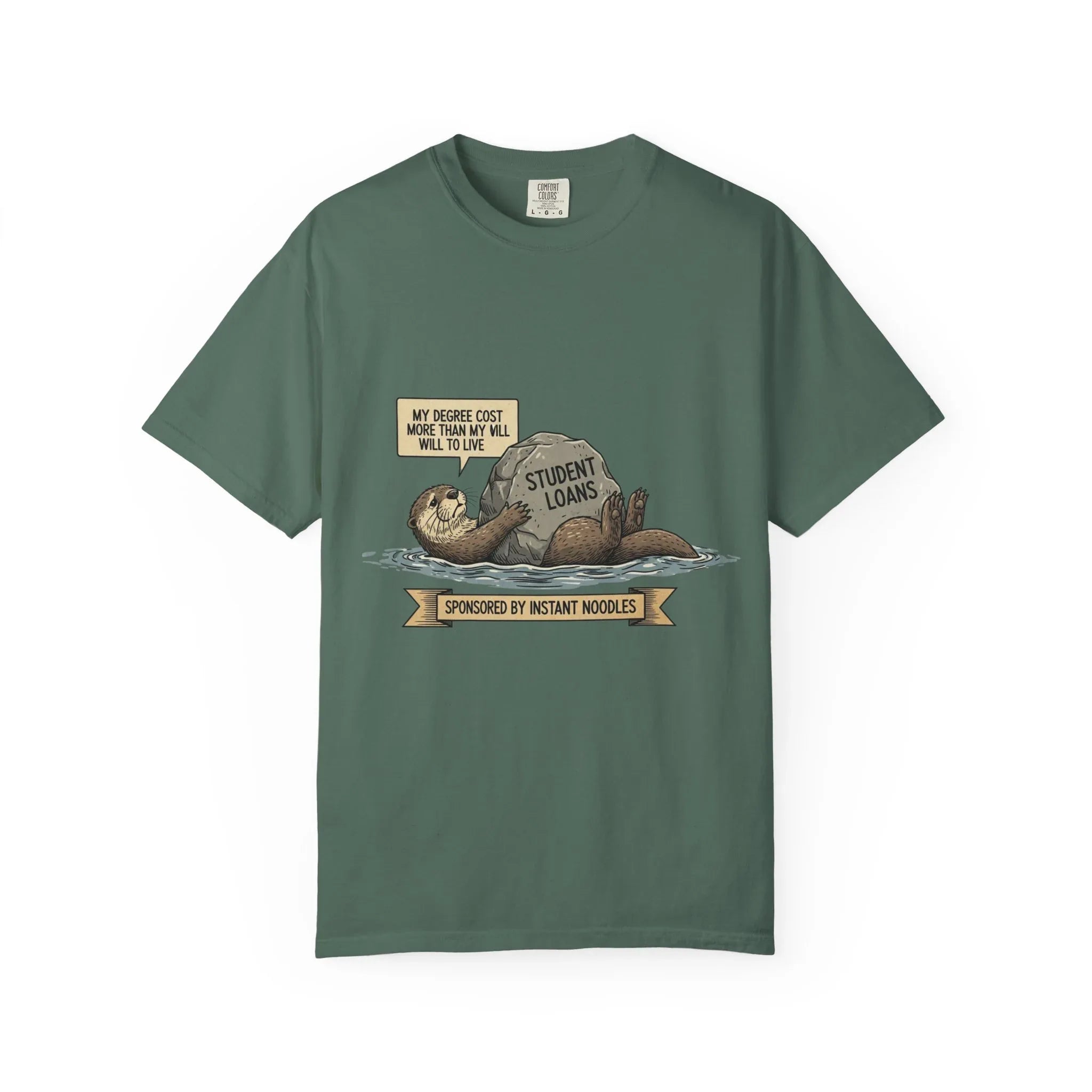 Funny Sloth Shirt Financially Stable In My Dreams Tee Student Loan Otter Shirt Broke Life Gift Sarcastic Adulting Currently Accepting Blue Spruce