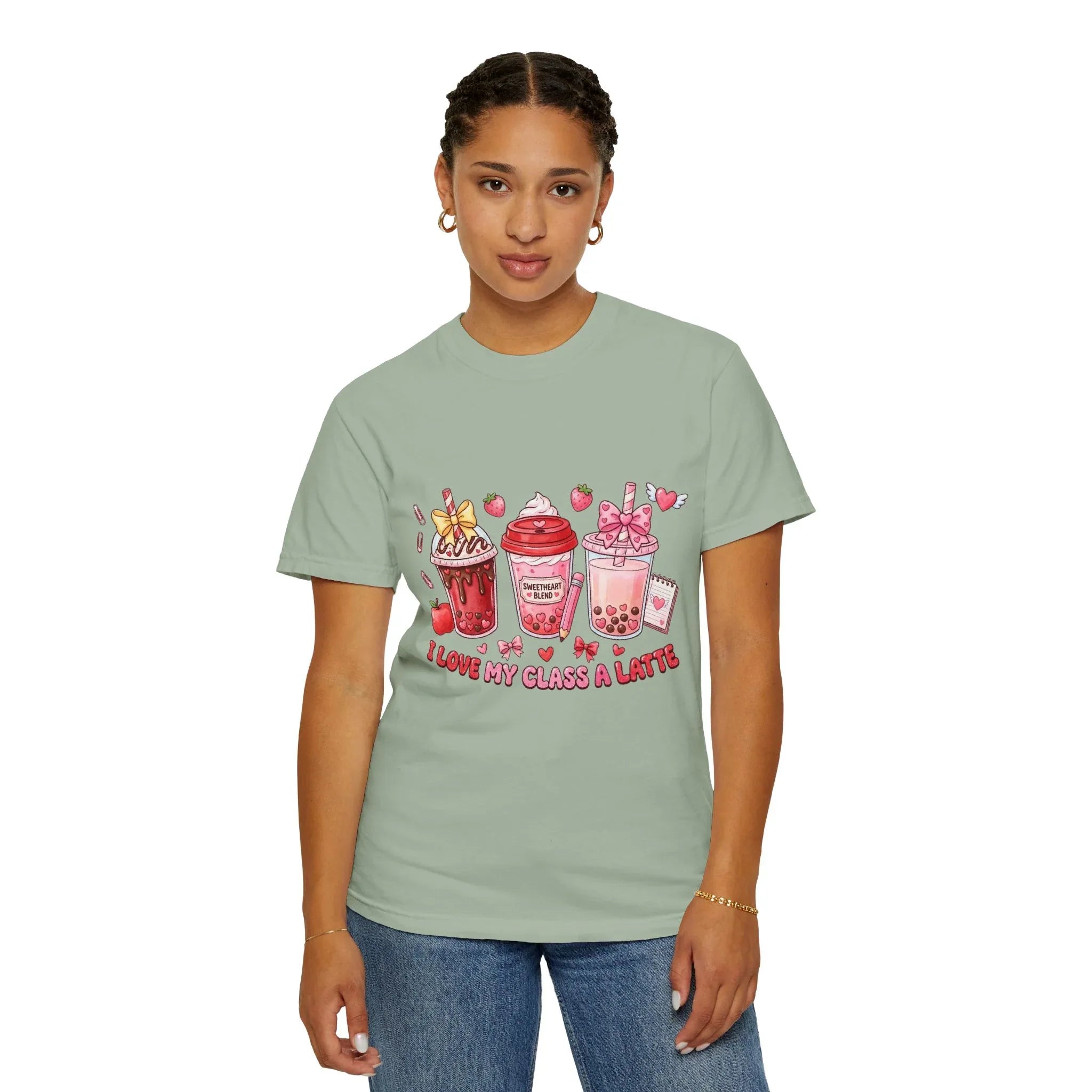 Strawberry Boba Drinks T-Shirt | I Love My Class A Latte Design | Cute Kawaii Bubble Tea Tee | Vintage Foodie Aesthetic Gift