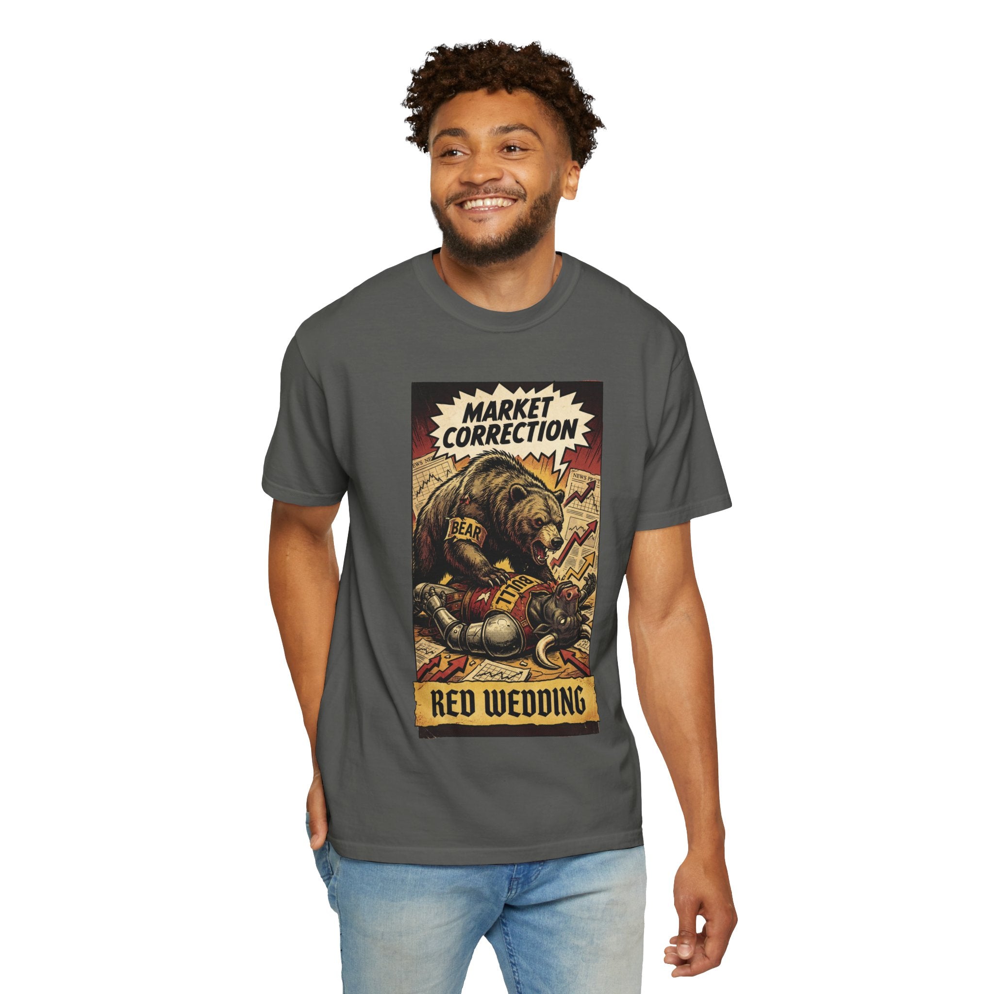 Market Correction T-Shirt, Red Wedding Stock Market Tee, Bear vs Bull Finance Graphic, Day Trader Investor Gift, Vintage Wall Street Apparel