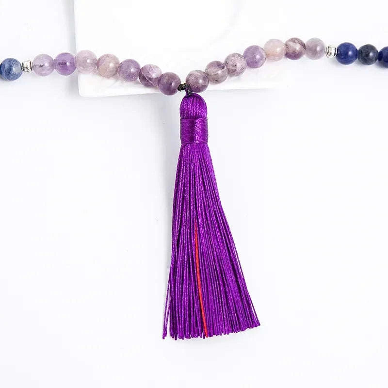🌈 8mm Natural Stone 7 Chakra Healing Necklace: 108 Mala Beads with Tassel – Yoga Meditation Rosary for Energy Balance & Inner Peace