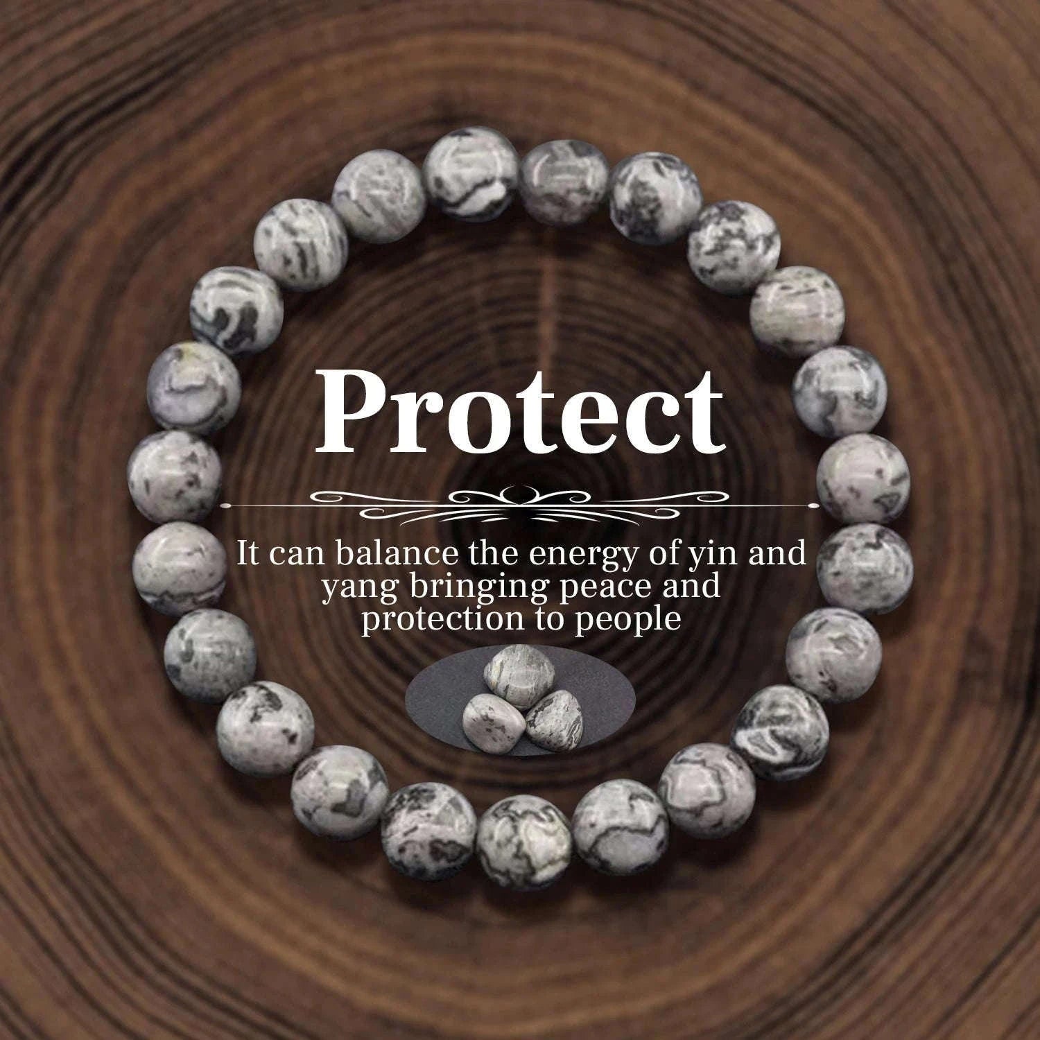 ✨ 8mm Natural Stone Beaded Bracelet – Amethyst, Crystal Quartz, Agate & Tiger Eye Elastic Bangles – Good Luck Jewelry BR24Y0630-2