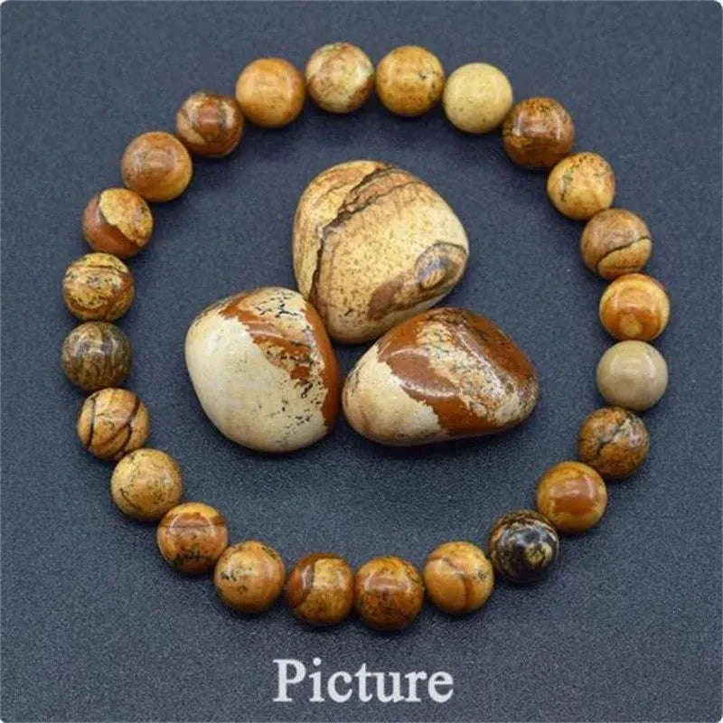 ✨ 8mm Natural Stone Beaded Bracelet – Amethyst, Crystal Quartz, Agate & Tiger Eye Elastic Bangles – Good Luck Jewelry BR24Y0630-29