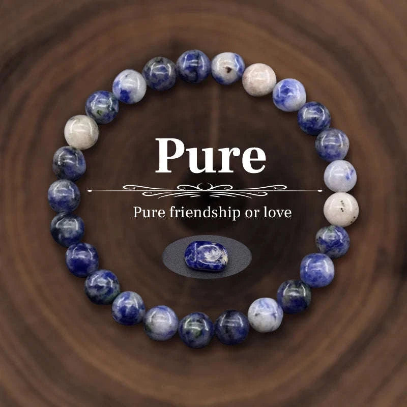 ✨ 8mm Natural Stone Beaded Bracelet – Amethyst, Crystal Quartz, Agate & Tiger Eye Elastic Bangles – Good Luck Jewelry BR24Y0630-12
