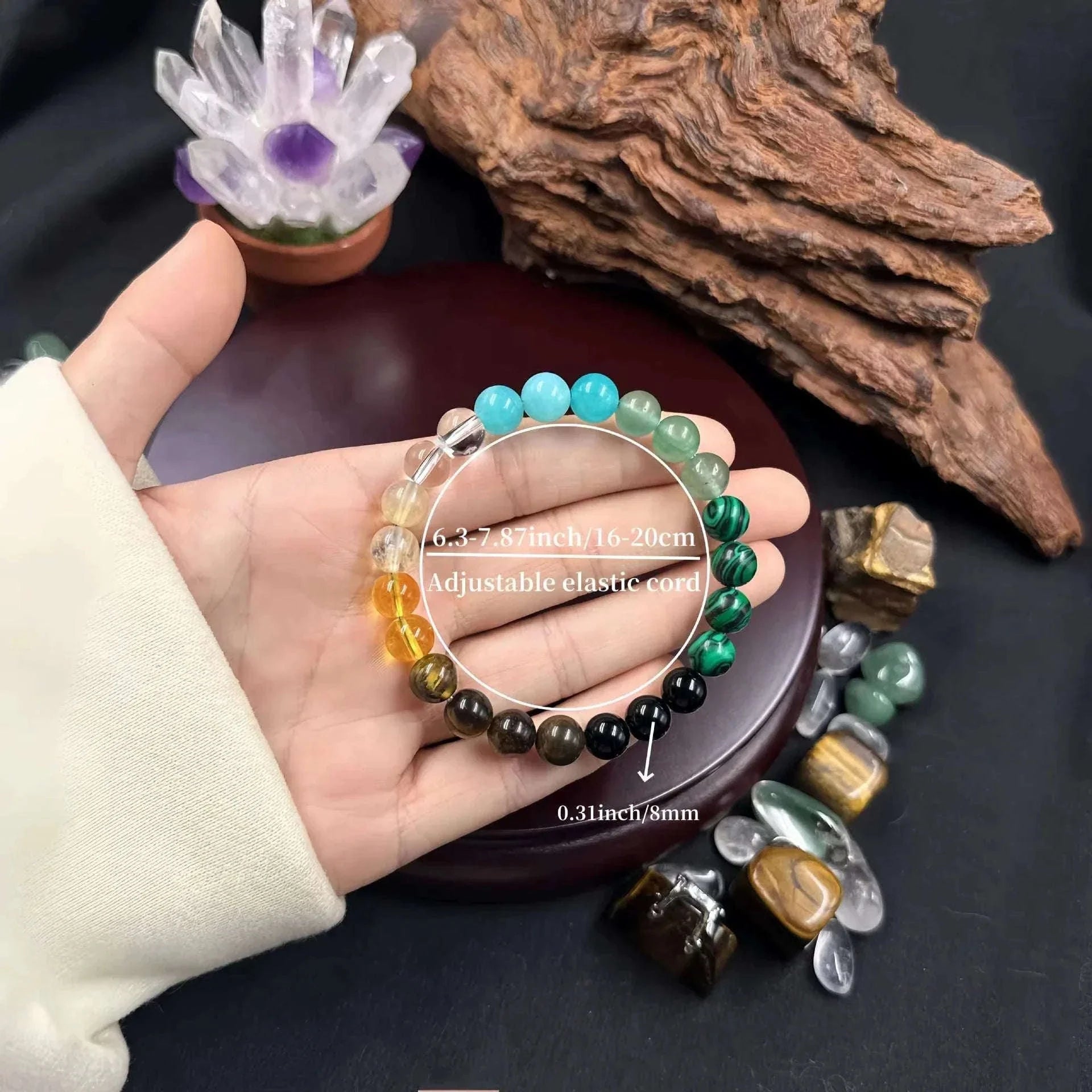 ✨ 8mm Natural Stone Beaded Bracelet for Women – Lucky Attraction of Love & Wealth – Colorful Good Luck Jewelry, Perfect Birthday Gift