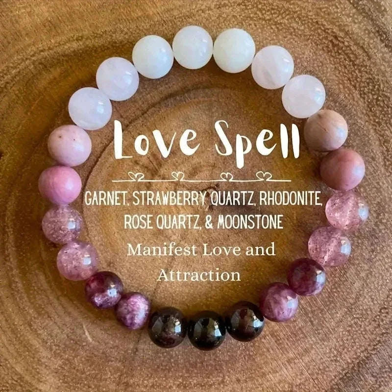 ✨ 8mm Natural Stone Beaded Bracelet for Women – Lucky Attraction of Love & Wealth – Colorful Good Luck Jewelry, Perfect Birthday Gift Love Spell