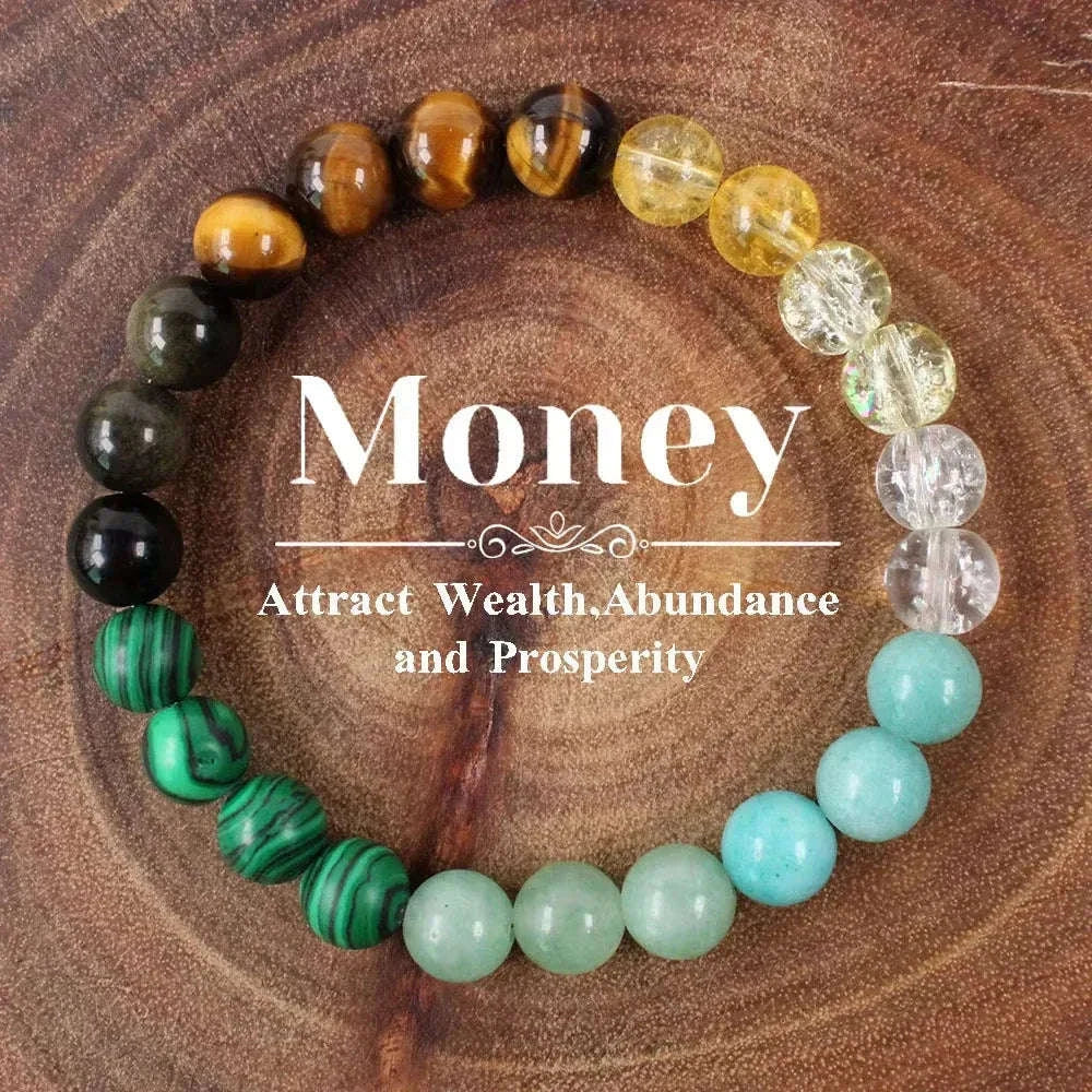 ✨ 8mm Natural Stone Beaded Bracelet for Women – Lucky Attraction of Love & Wealth – Colorful Good Luck Jewelry, Perfect Birthday Gift
