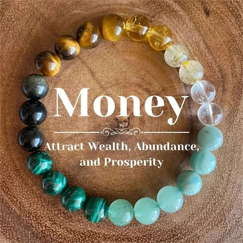 ✨ 8mm Natural Stone Beaded Bracelet for Women – Lucky Attraction of Love & Wealth – Colorful Good Luck Jewelry, Perfect Birthday Gift Money