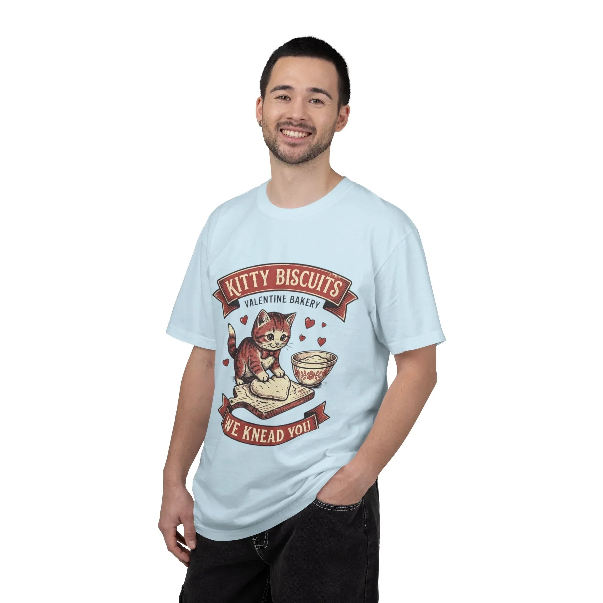 Kitty Biscuits T-Shirt | Valentine Bakery Cat We Knead You Graphic Tee