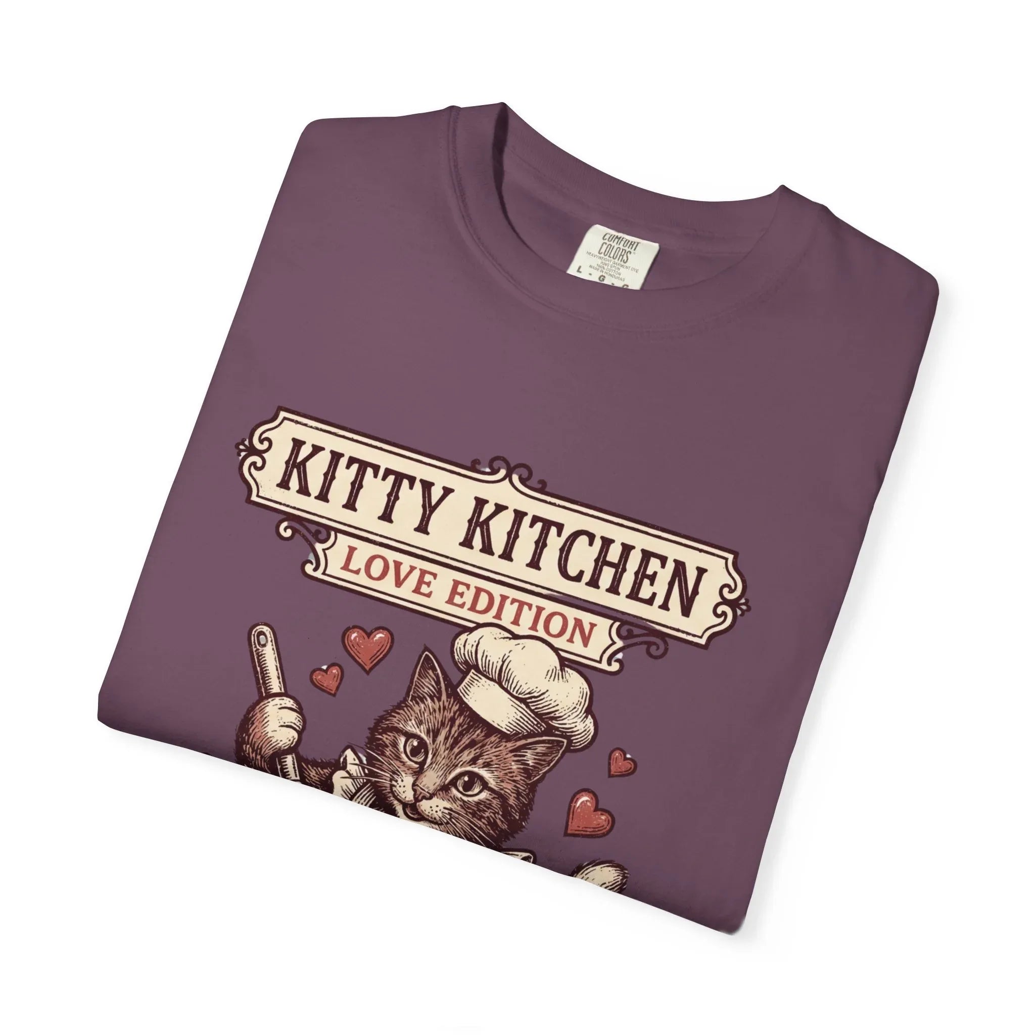 Kitty Kitchen Love T-Shirt | Vintage Cat Chef Whisking You Were Here Graphic Tee