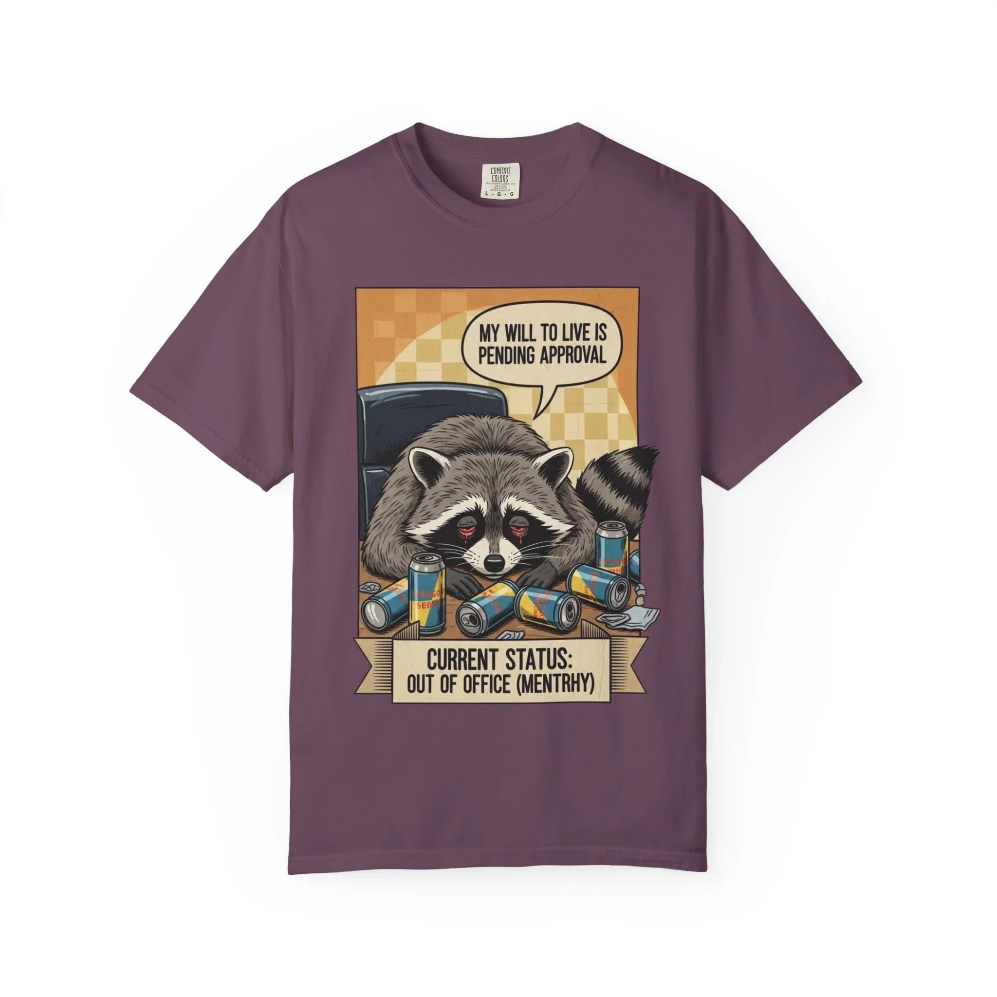 Funny Raccoon Shirt Mentally Exhausted Gift for Coworker Out of Office Tee Retro Trash Panda Corporate Humor Sweatshirt Sarcastic OfficeGift Berry M