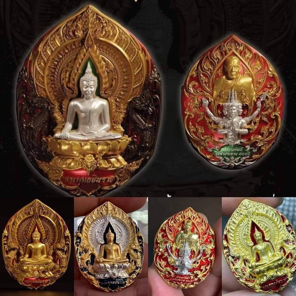 Phra Phuttha Chinnarat Medal on Lotus Throne – 100th Anniversary Edition, Blessed by Luang Pho Phat, Wat Huai Duan
