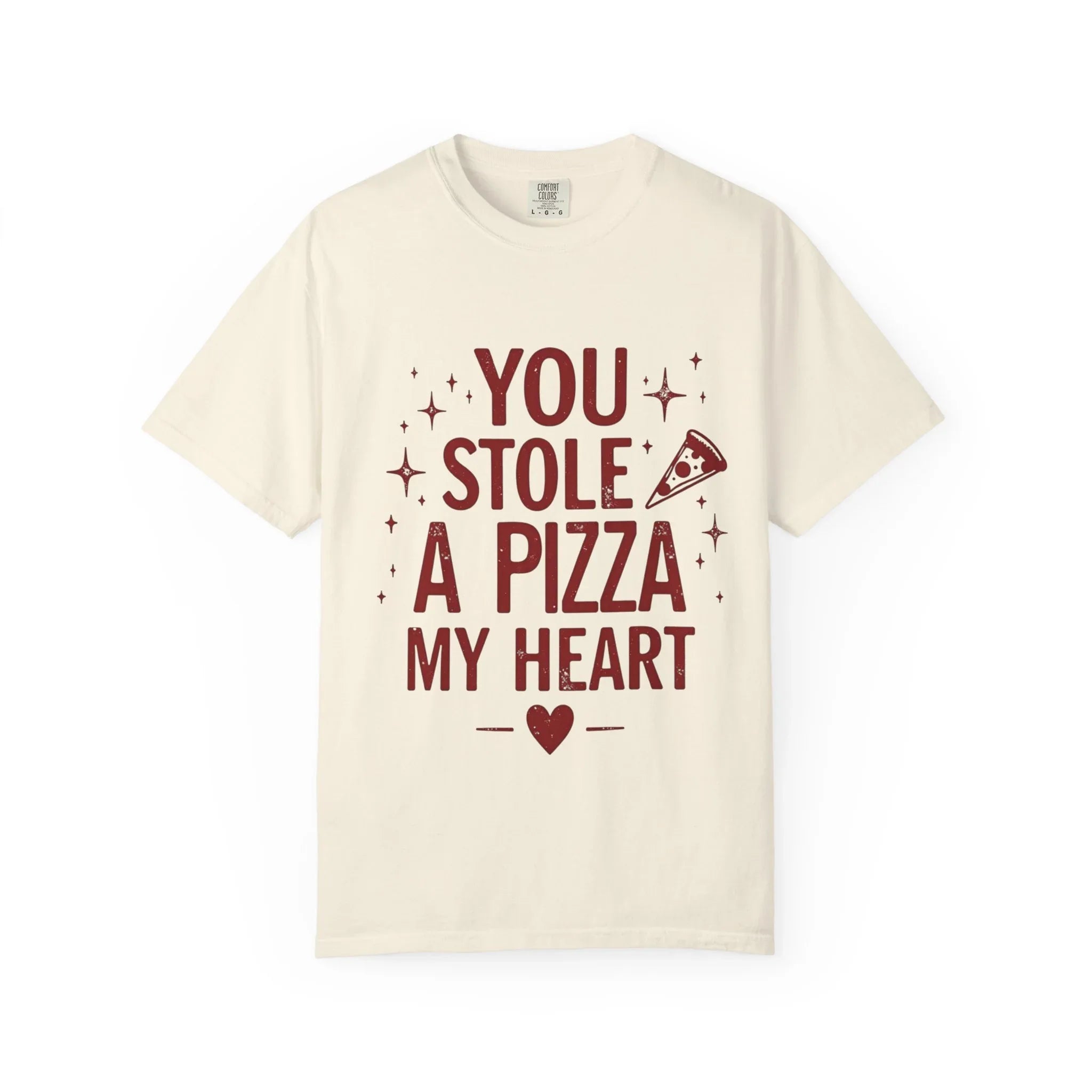 You Stole a Pizza My Heart Shirt, Pizza Love Pun Tee, Cute Typography T-Shirt, Funny Foodie Valentine Gift, Couples Date Night Outfit Ivory