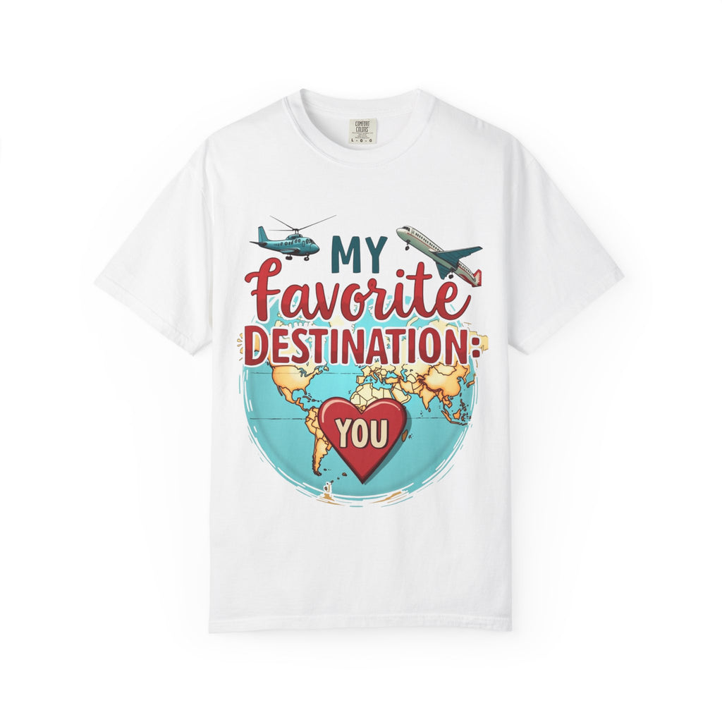 My Favorite Destination You Shirt, Travel Map Heart Plane T-Shirt, Cute Globe Airplane Tee, Couples Road Trip Gift, Anniversary Valentine
