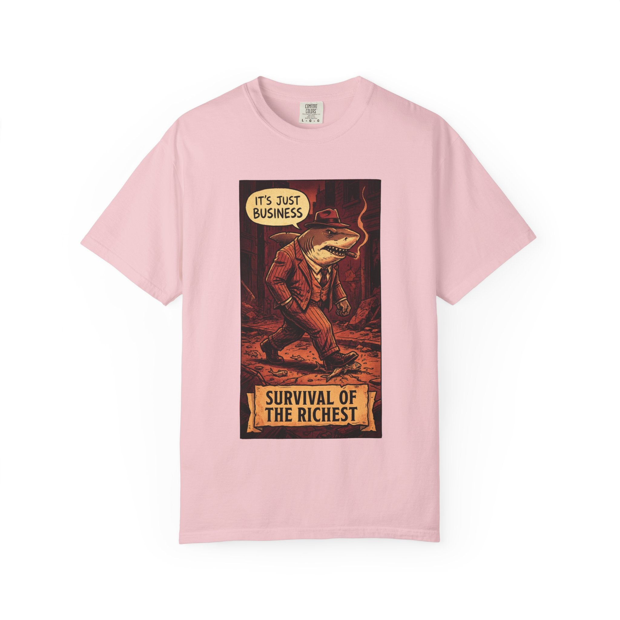 Survival of the Richest Vintage Comic Shirt | Retro Business Shark Satire Tee | Dark Humor Corporate Streetwear Blossom