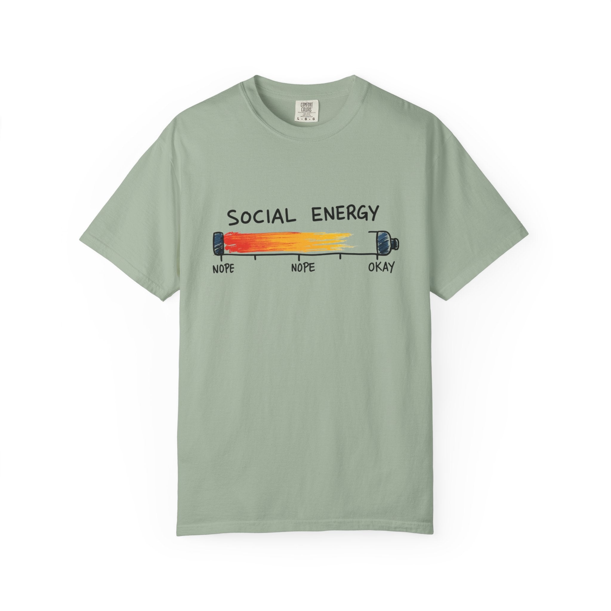 Social Energy Meter Shirt, Introvert Humor Tee, Social Battery Bar Chart T-Shirt, Funny Minimal Graphic, Nope to Okay Gift Bay