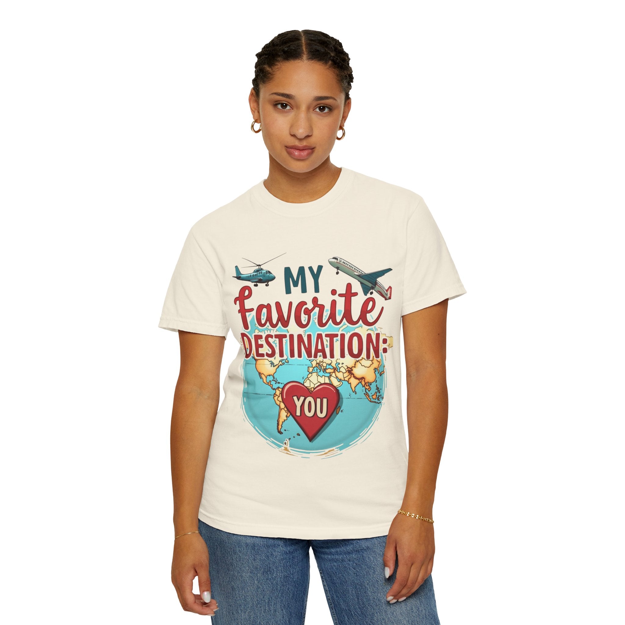 My Favorite Destination You Shirt, Travel Map Heart Plane T-Shirt, Cute Globe Airplane Tee, Couples Road Trip Gift, Anniversary Valentine