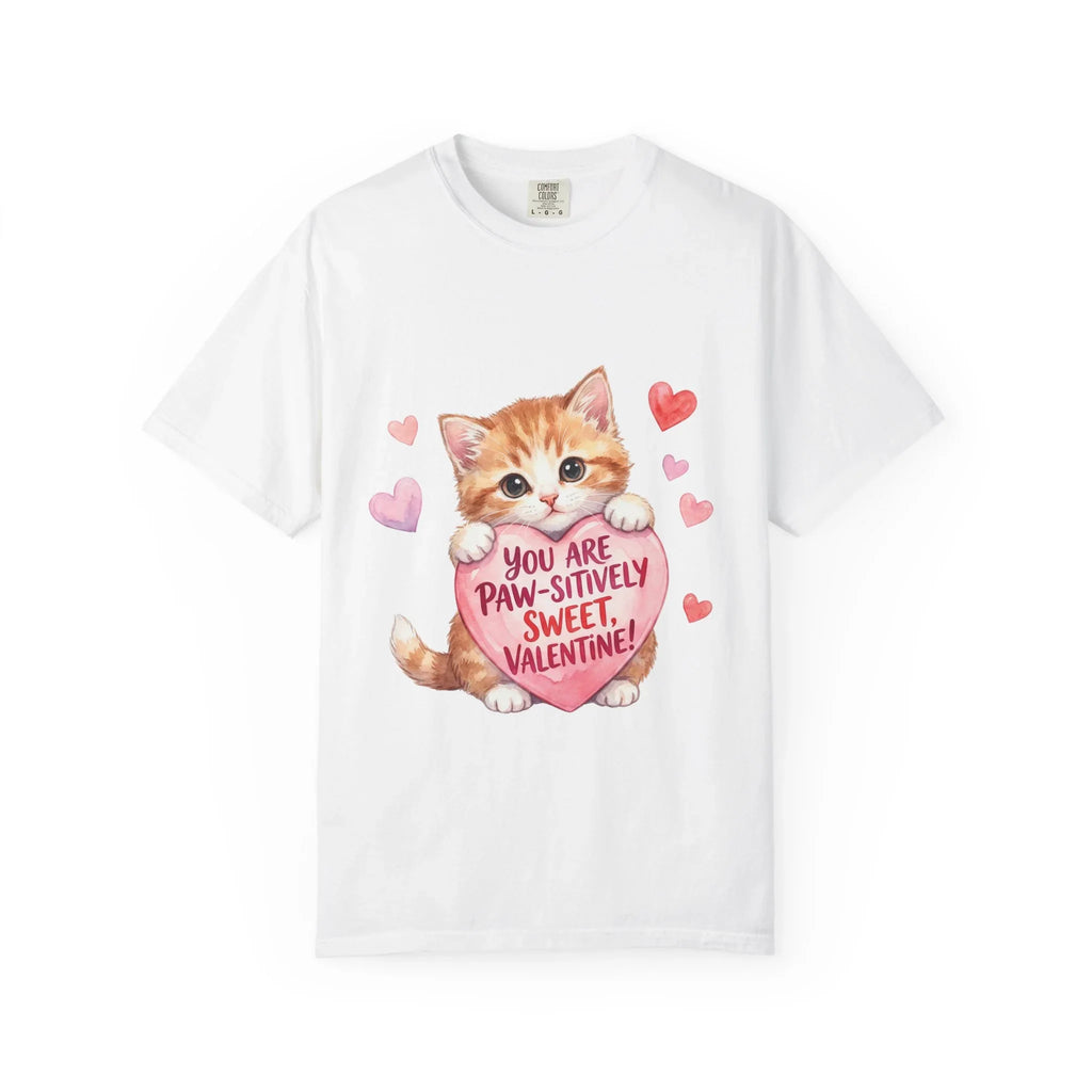 Paw-sitively Sweet Valentine Kitten T-Shirt | Cute Cat Lover Gift | Vintage Aesthetic Love Tee | Soft Cozy Valentine Shirt