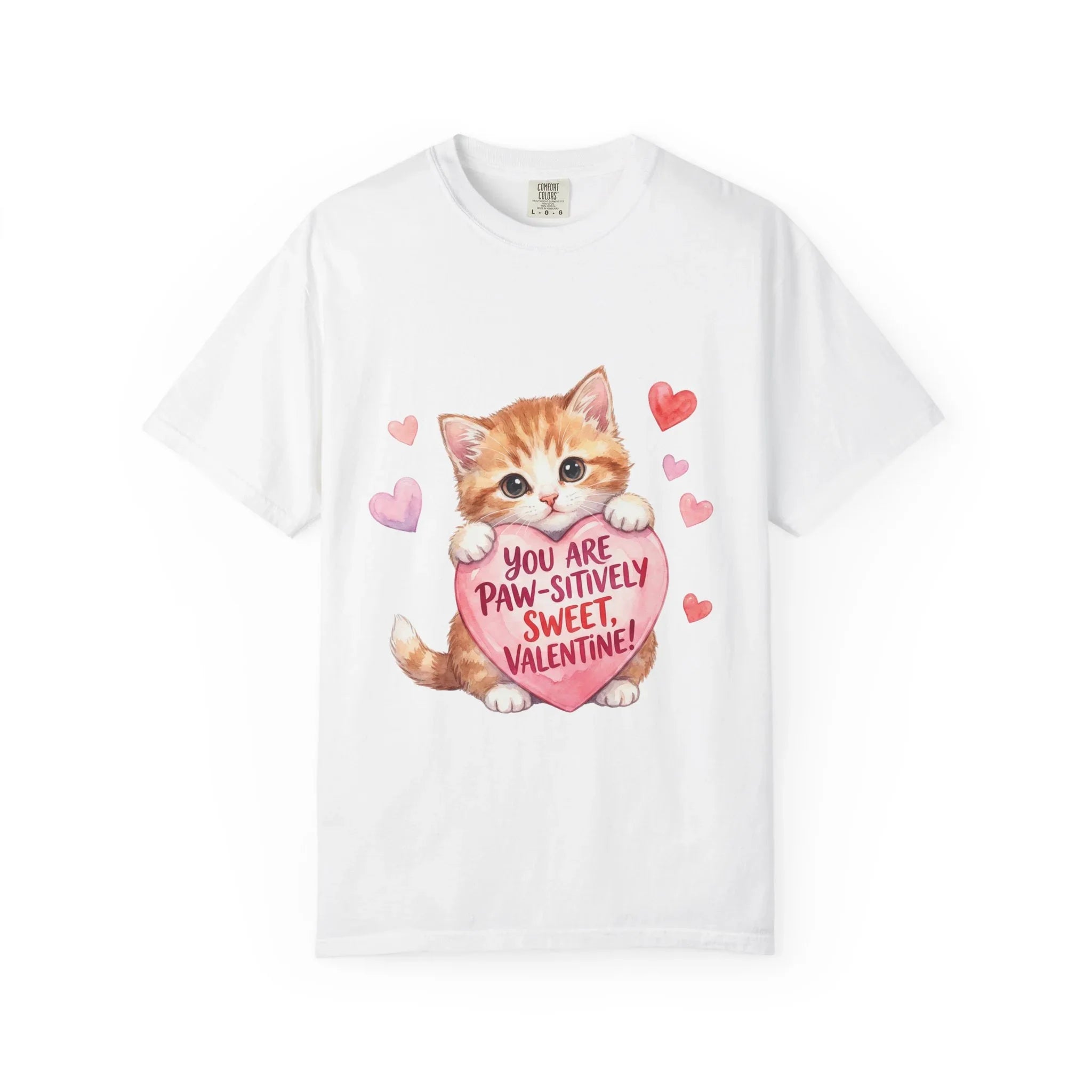 Paw-sitively Sweet Valentine Kitten T-Shirt | Cute Cat Lover Gift | Vintage Aesthetic Love Tee | Soft Cozy Valentine Shirt